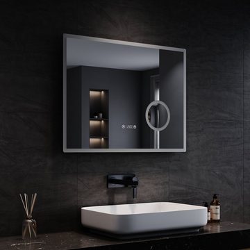 SONNI Badspiegel Badezimmerspiegel mit 3-facher Vergrößerung,100/80cmx60cm, mit LED