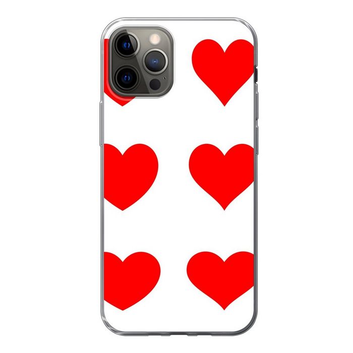 MuchoWow Handyhülle Eine Illustration mit neun roten Herzen Handyhülle Apple iPhone 13 Pro Smartphone-Bumper Print Handy