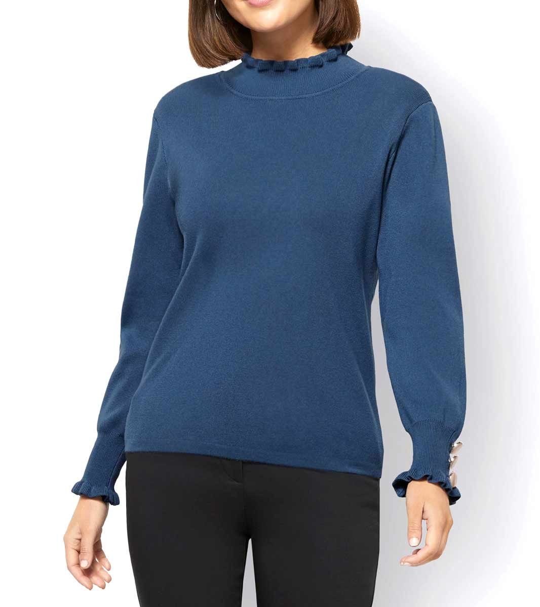 creation L Longpullover CRÉATION L Damen Pullover mit Rüschen