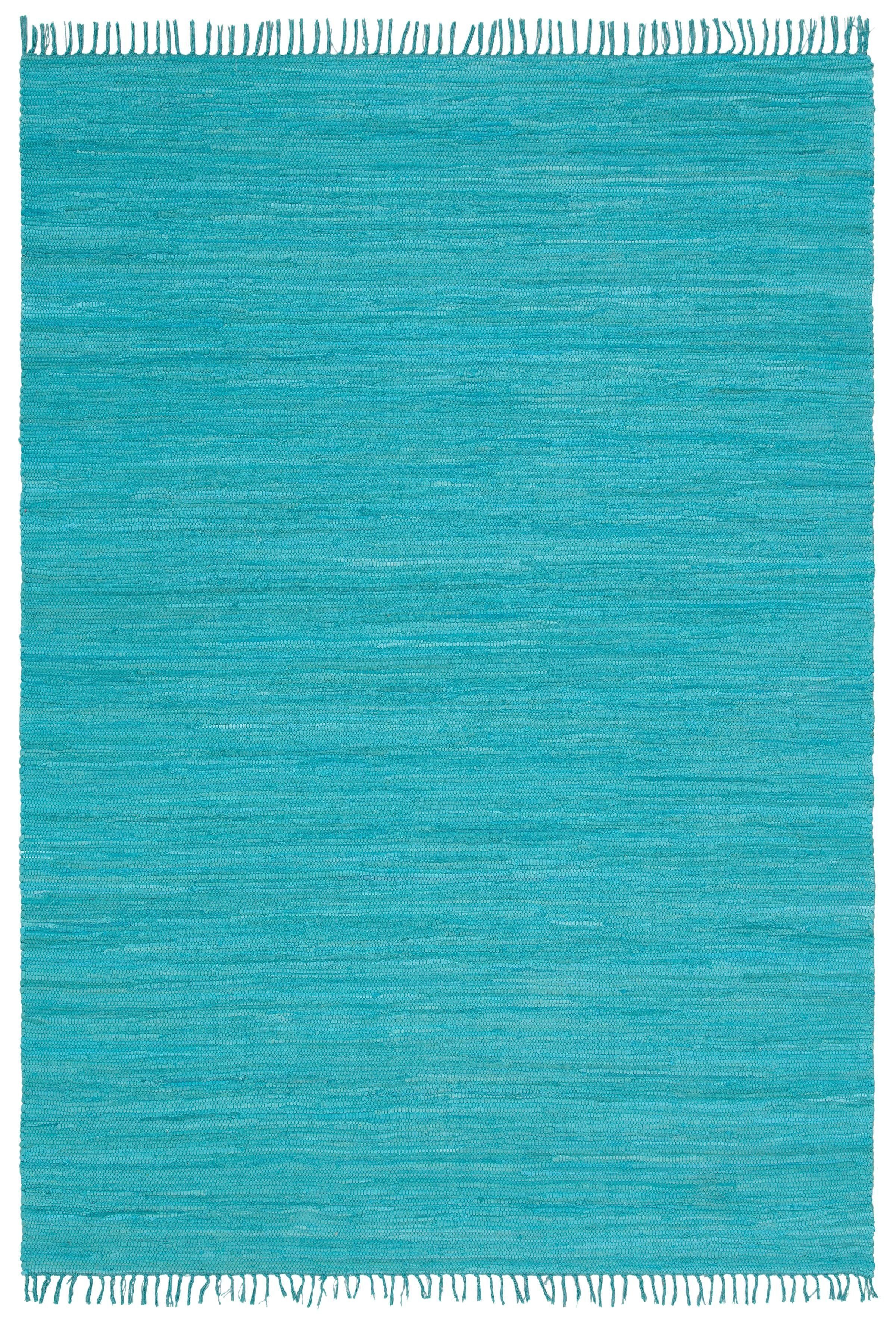 my home Teppich Ares, rechteckig, Höhe: 5 mm, Uni Farben, handgewebt, mit F günstig online kaufen