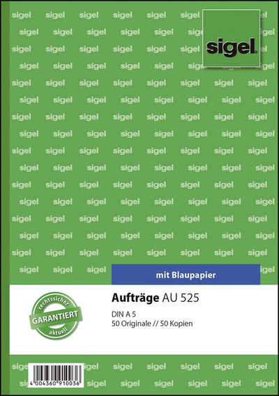 Sigel Formularblock sigel Formularbuch "Auftrag", A5, 2 x 50 Blatt, Blaupapier