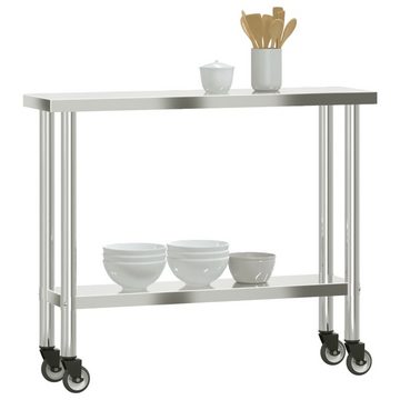 vidaXL Küchenwagen Küchenwagen Küchen-Arbeitstisch mit Rollen 110x30x85 cm Edelstahl