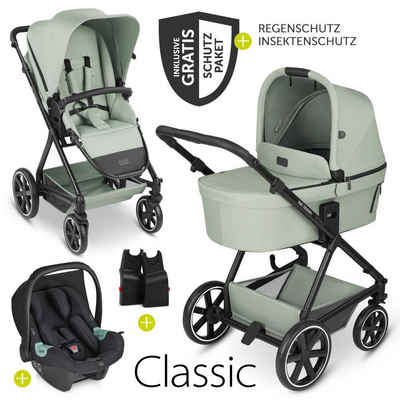 ABC Design Kombi-Kinderwagen Vicon 4 - 3in1 Set - Classic Edition - Pine, (9-tlg), Kinderwagen Buggy Set mit Babywanne, Babyschale Tulip, Regenschutz