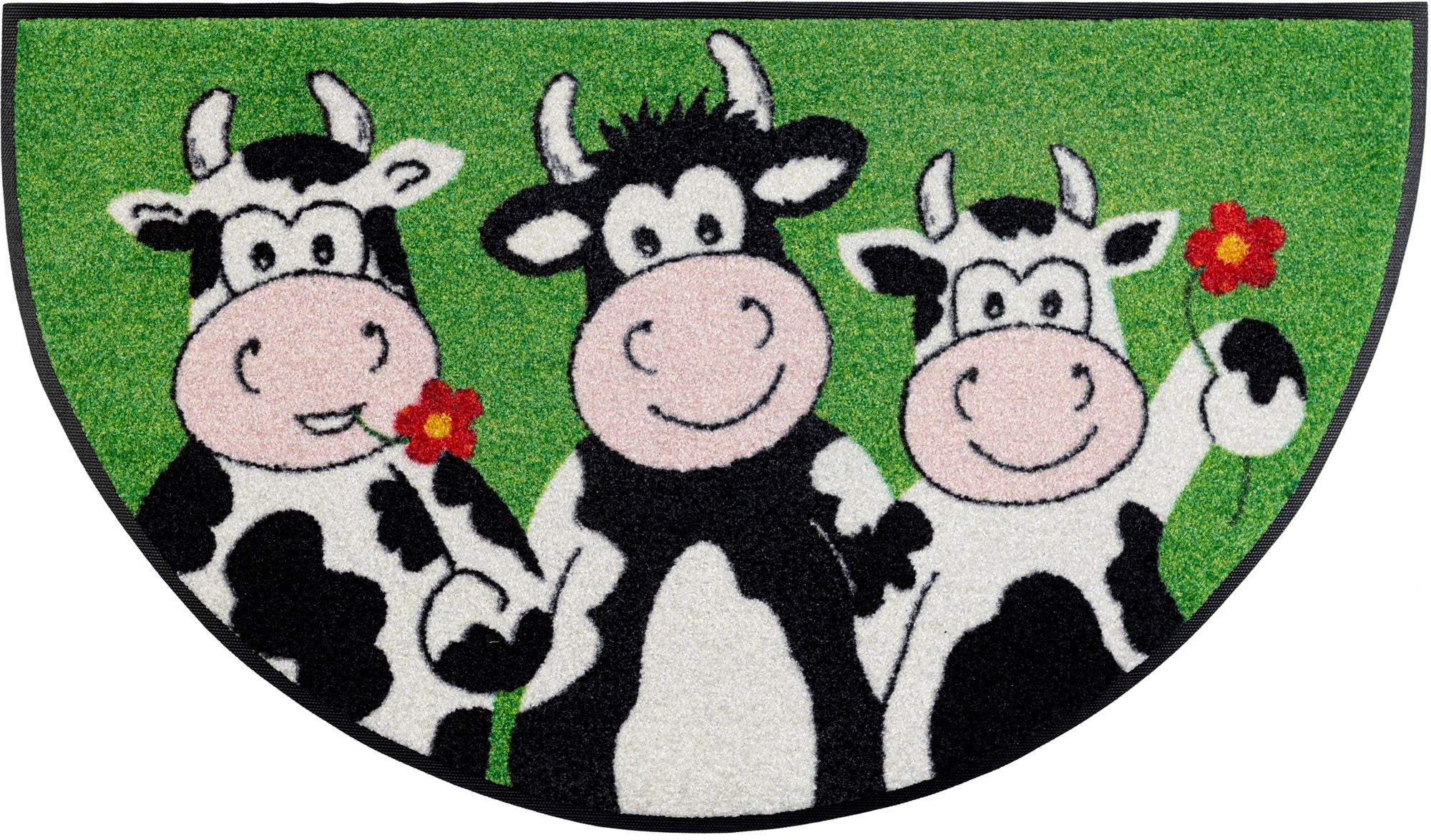 rechteckig, Kleen-Tex, Round mm Höhe: 7 Fußmatte Cow by wash+dry Trio,