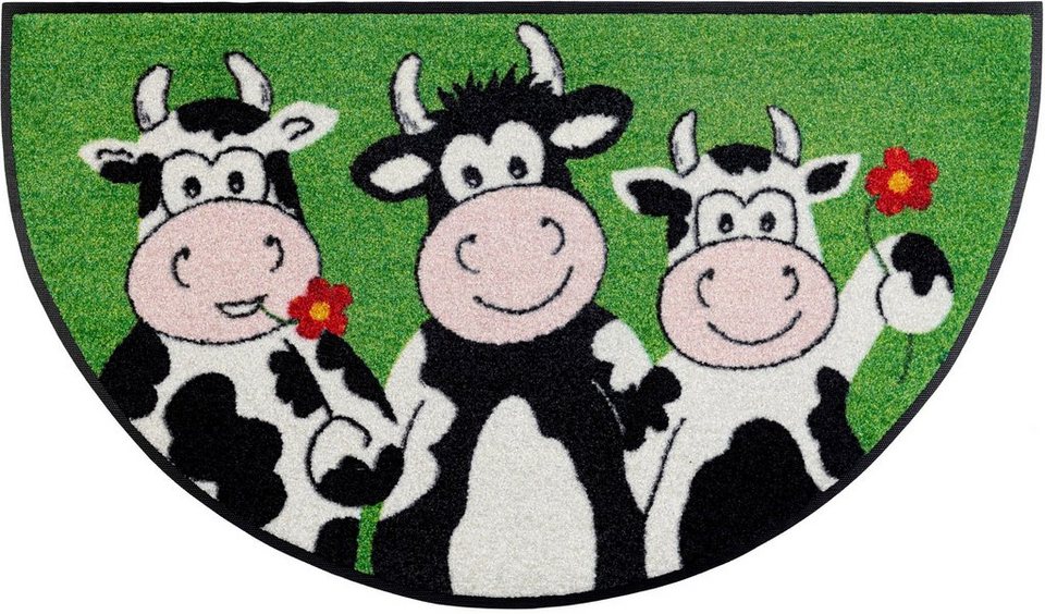 Fußmatte Round Cow Trio, wash+dry by Kleen-Tex, rechteckig, Höhe: 7 mm,  maschinenwaschbar 60°C, trocknergeeignet, PVC-frei