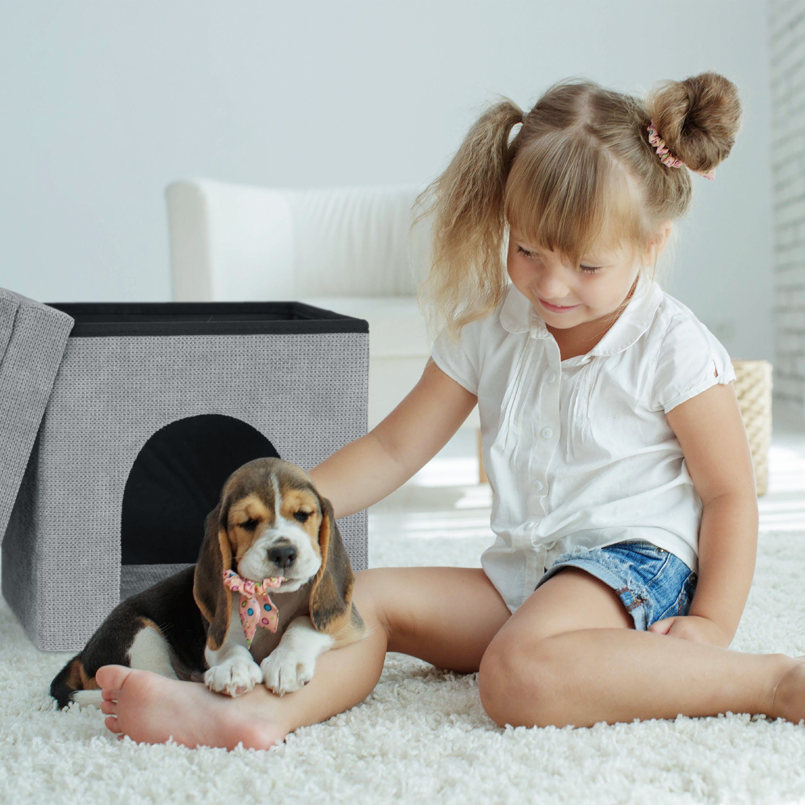 relaxdays Katzenliege Katzenhöhle Hocker in Grau günstig online kaufen