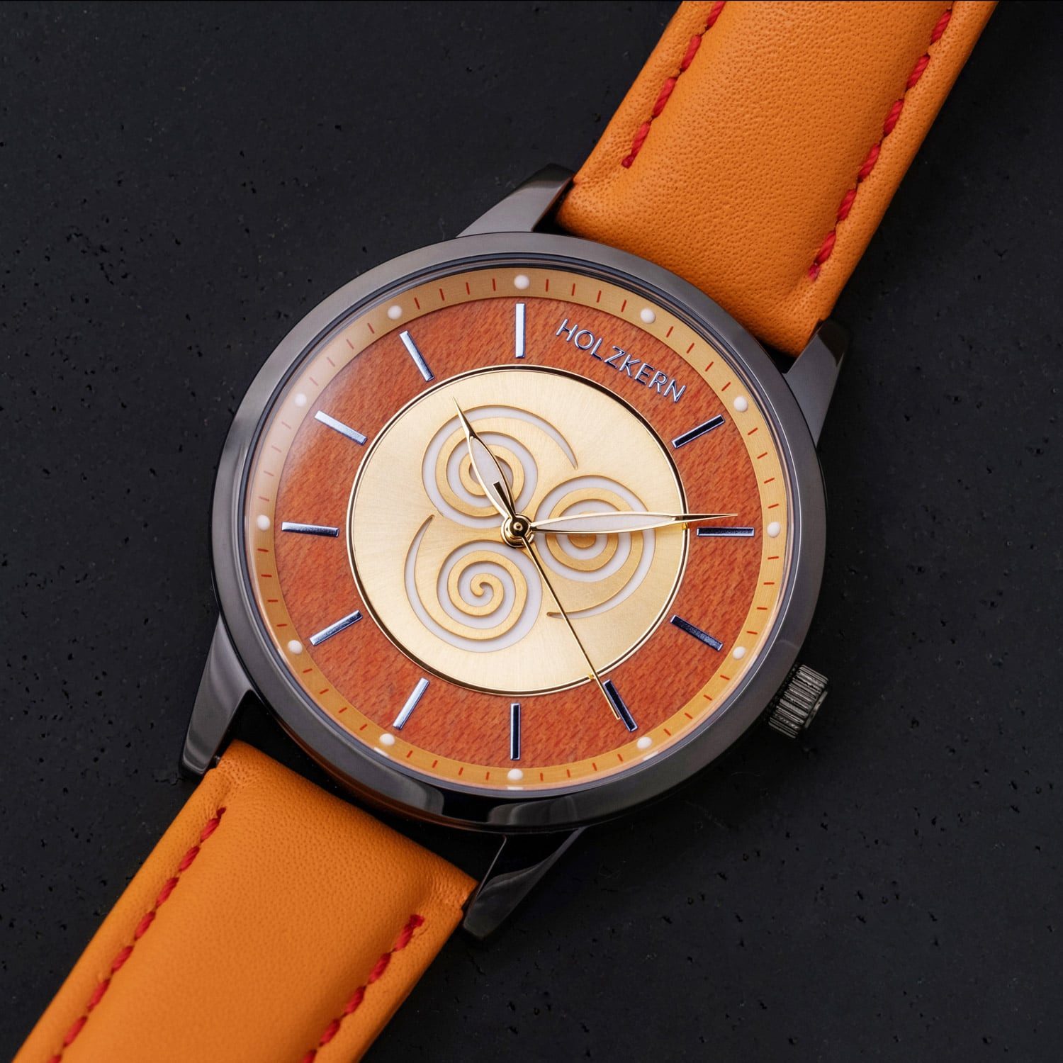 Holzkern Quarzuhr Armbanduhr Avatar™ Air Nomads Ahorn/Orange