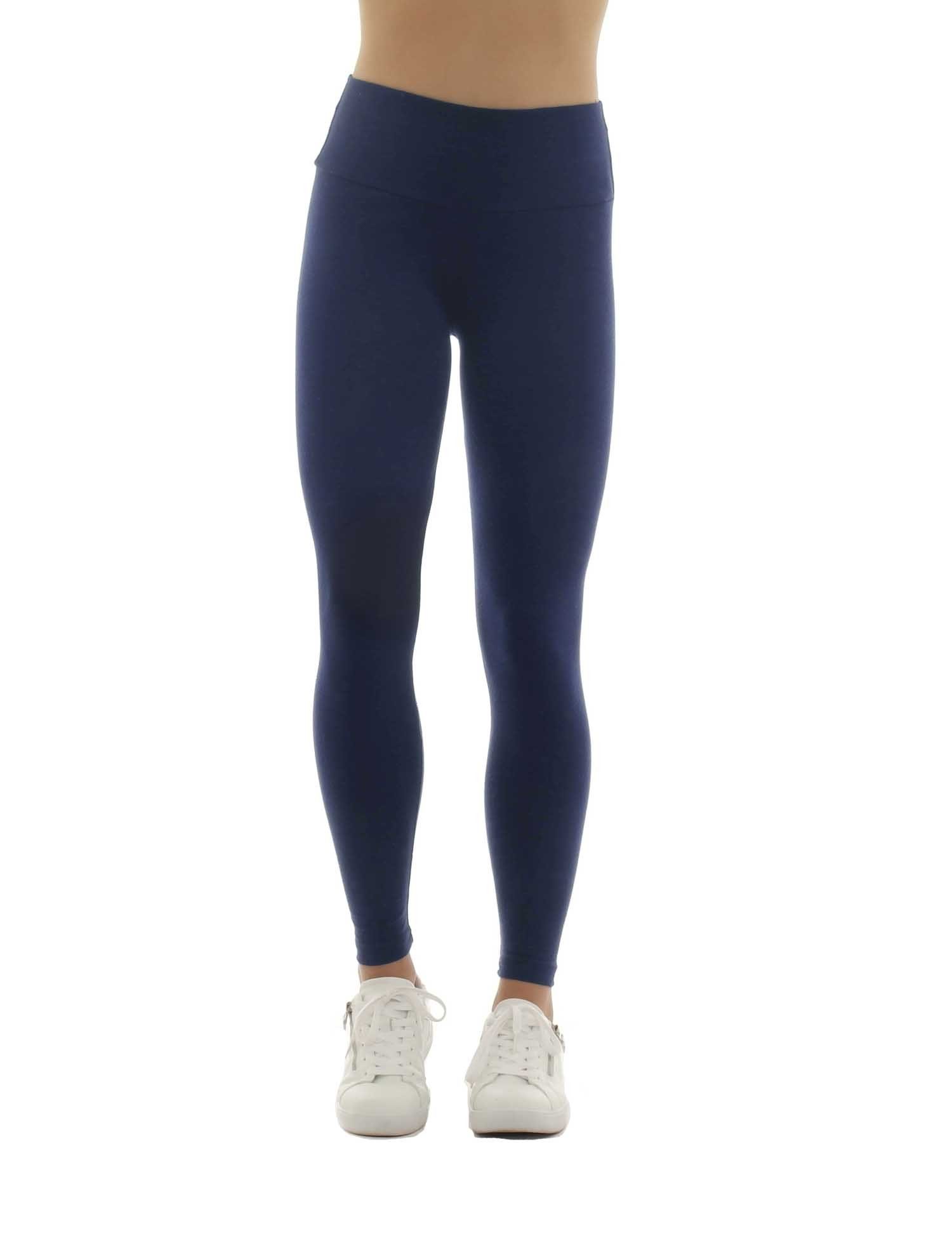 F&K-Mode Leggings Damen Leggings lang hoher Bund Taschen Hose gummi dunkelblau