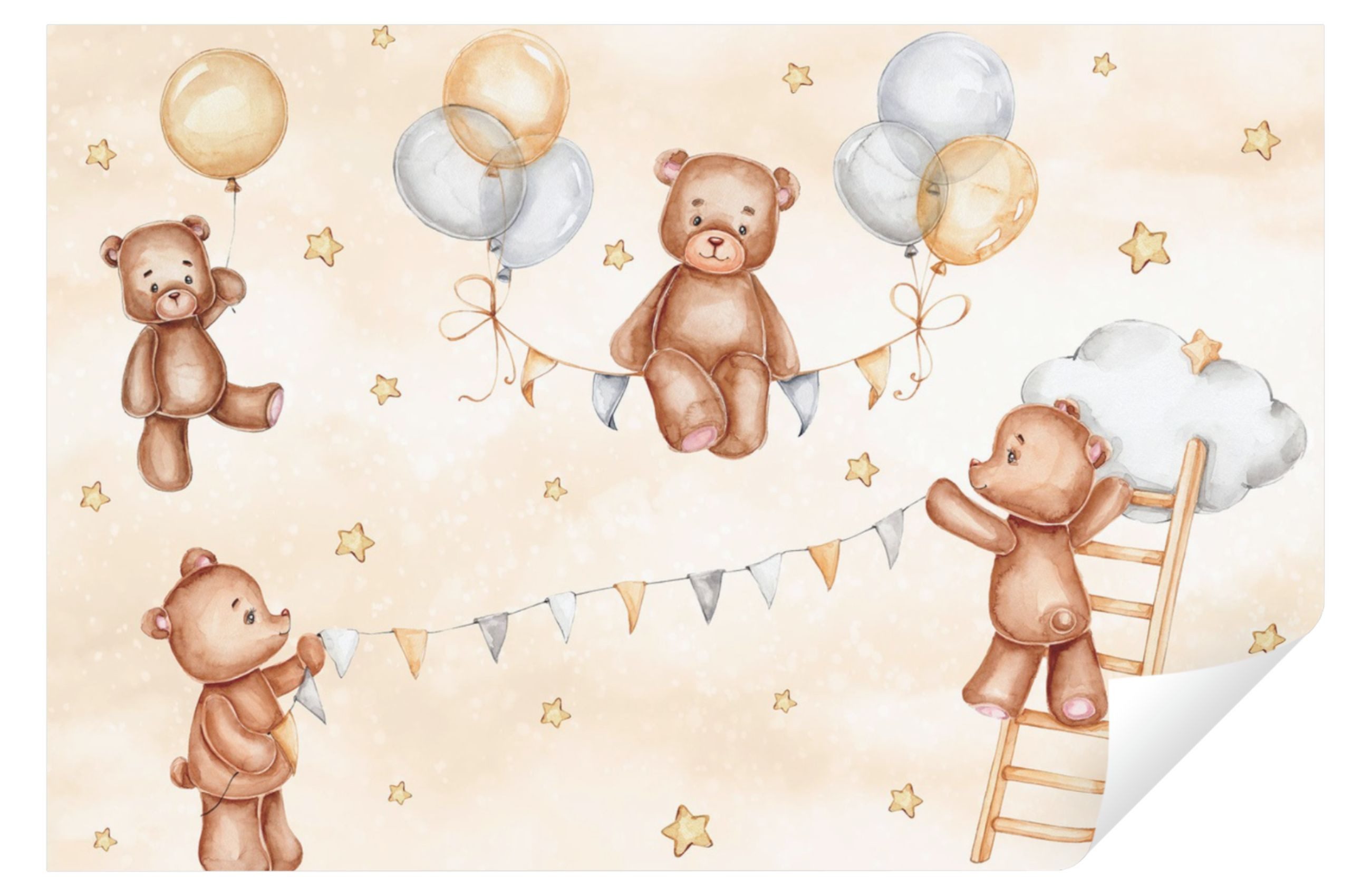 Wallarena Fototapete Kinderzimmer Jungen Baby Mädchen Bären Vlies Tapete Vl günstig online kaufen