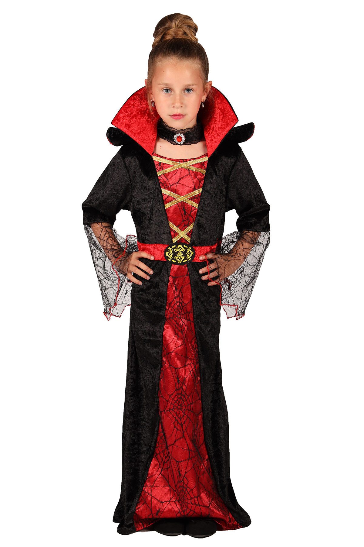 thetru Hexen-Kostüm 'Draculina' für Mädchen, Langes Kleid mit Halsban