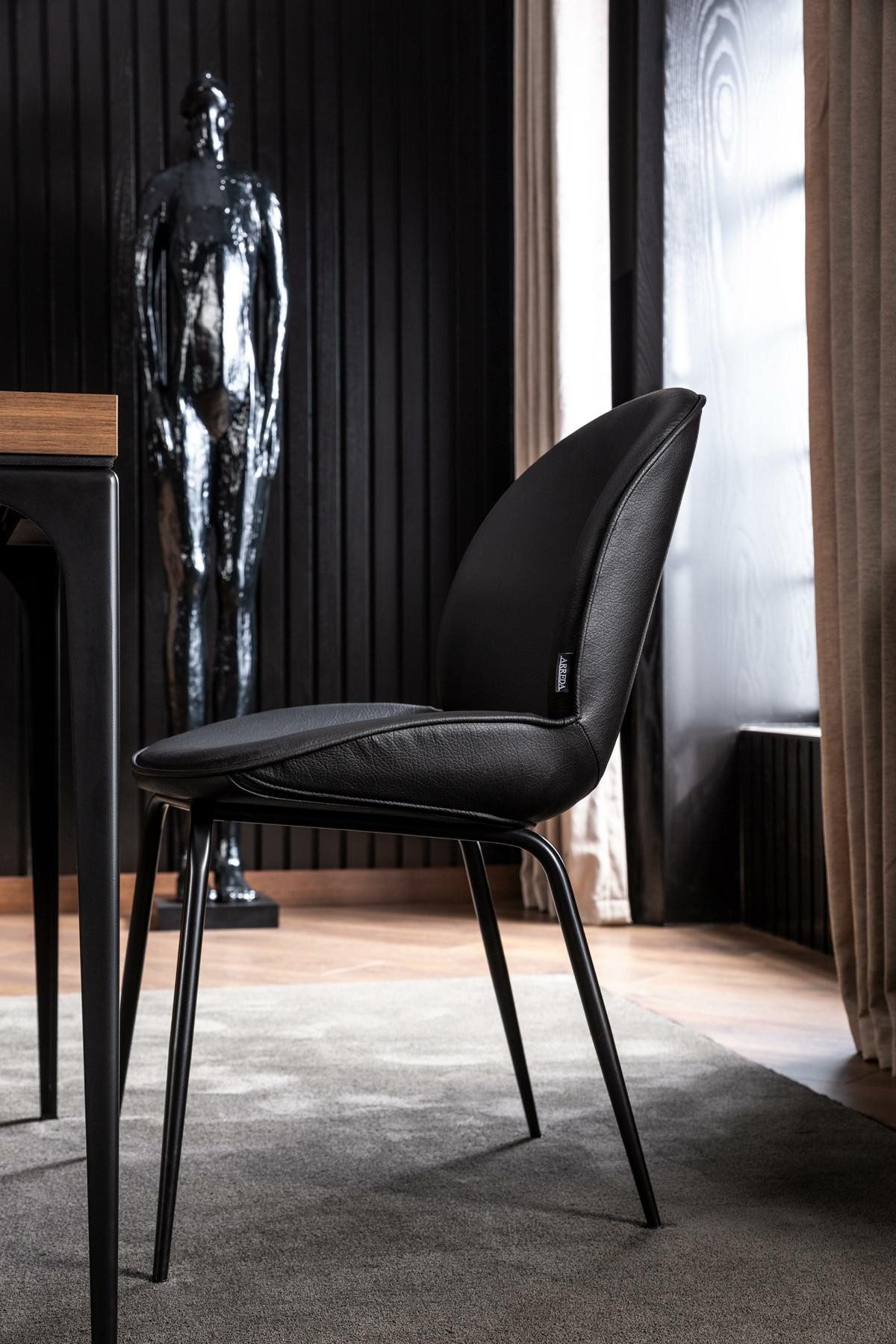 Xlmoebel Polsterstuhl Moderne schwarze Lehnstühle für das Loft (1 St), Hergestellt in Europa