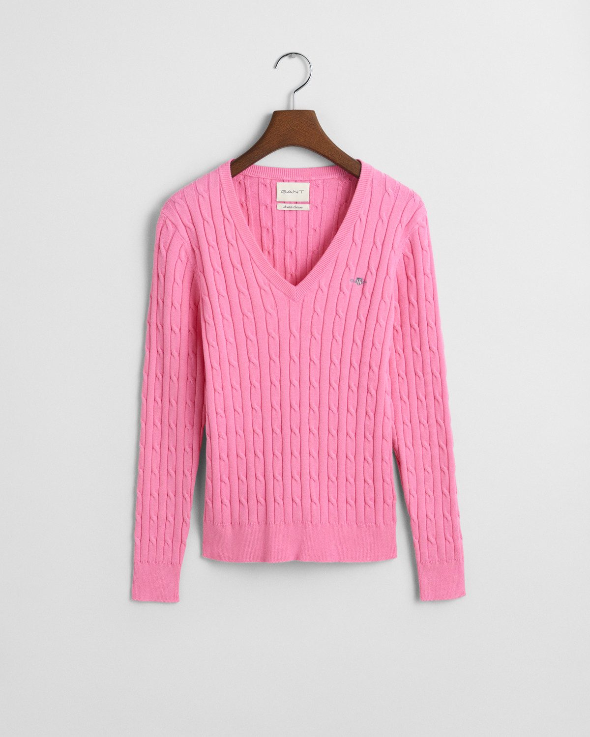 Strickpullover STRETCH COTTON CABLE V-NECK