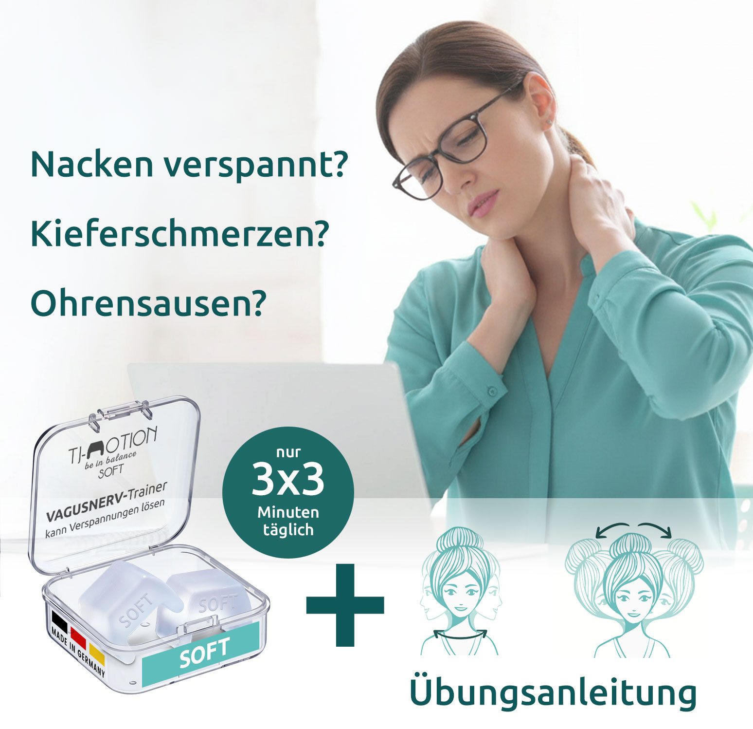 TJ-MOTION be in balance Massagegerät TJ-Motion Soft die neue Lösung von Kiefer-Nacken- Rückenverspannungen