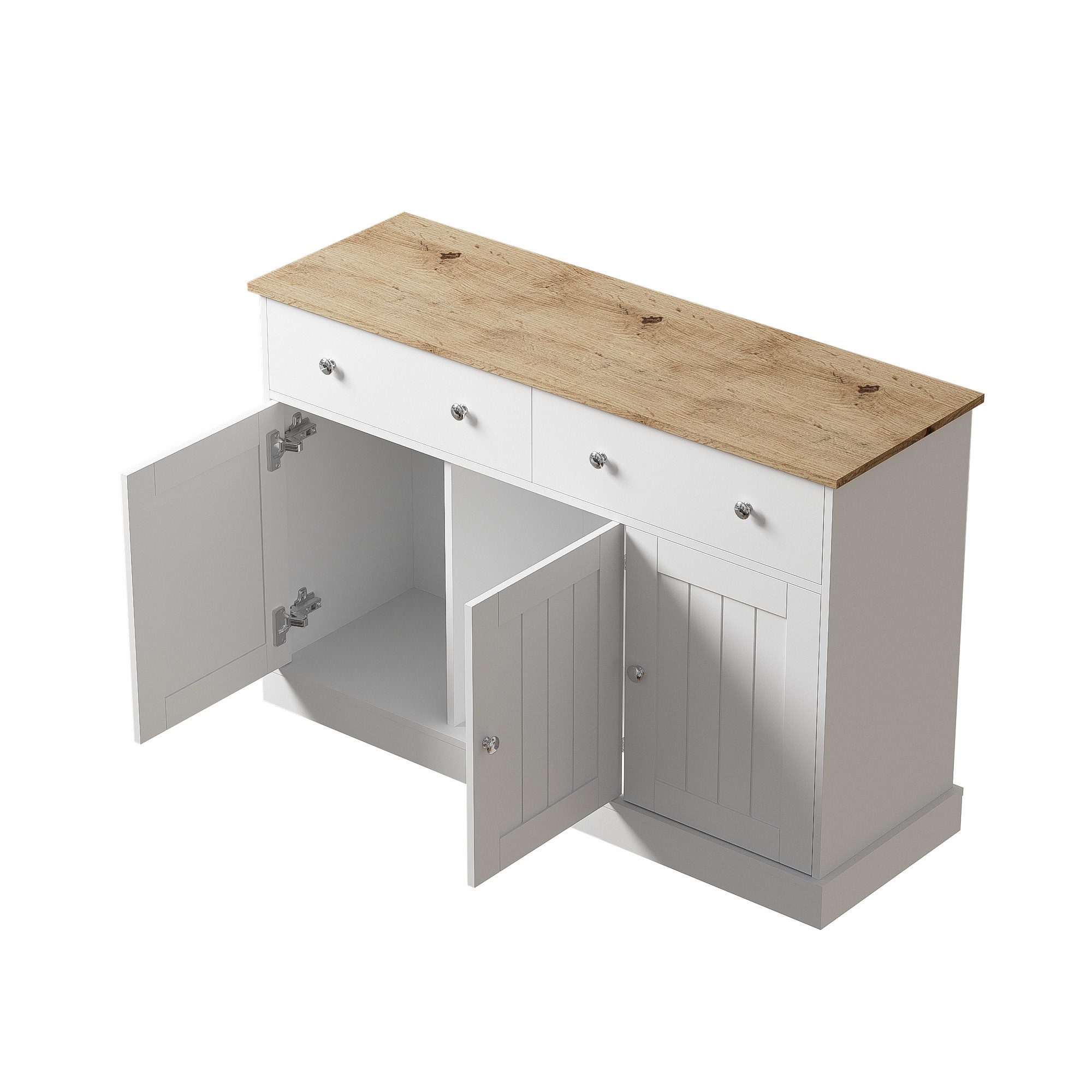 Merax Sideboard, mit 2 Schubladen und 3 Türen, Kommode Landhaus, Buffet, Anrichte