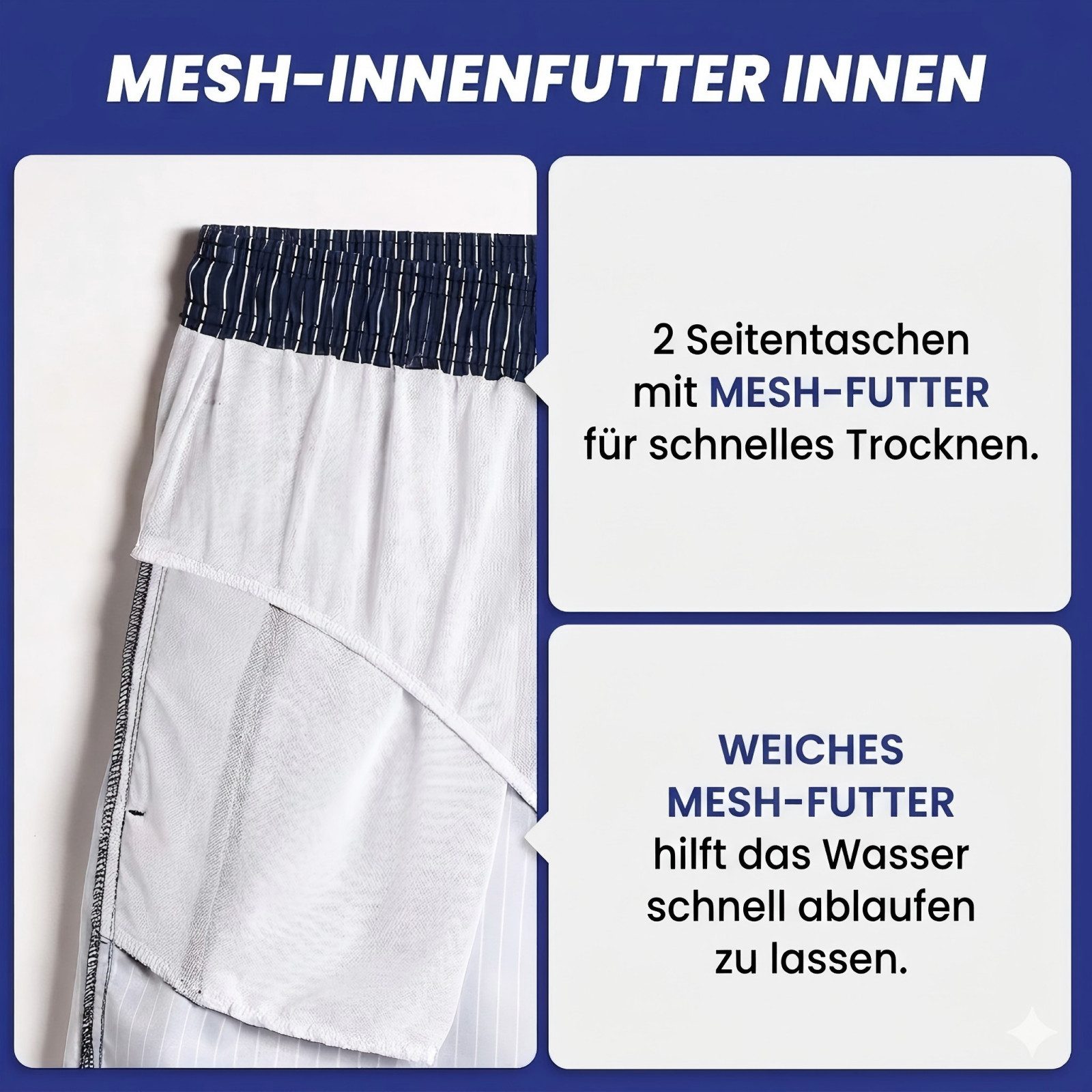 MaaMgic Shorts Herren mit Mesh-Futter kurze Hose schnelltrocknend Badehose lang (1-tlg) – Bild 5 von 5