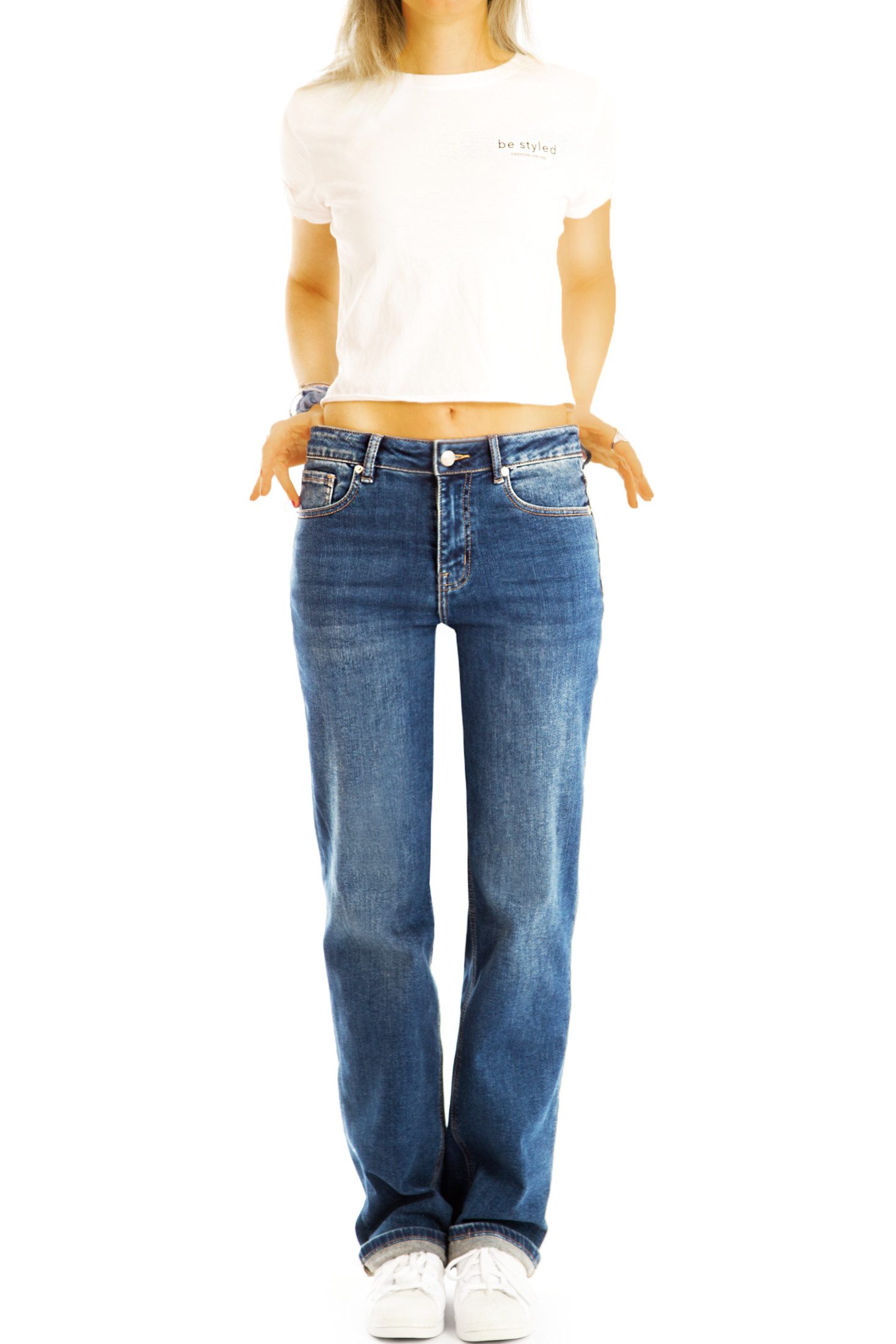 be styled Gerade Jeans Relaxed Loose Fit Jeans medium waist gerade Hose - Damen - j35L-1 mit Stretch-Anteil