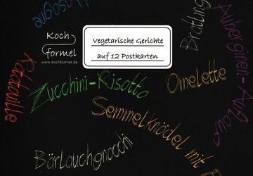 Postkarte Komplett-Set "Vegetarische Gerichte auf 12 Rezept-n"