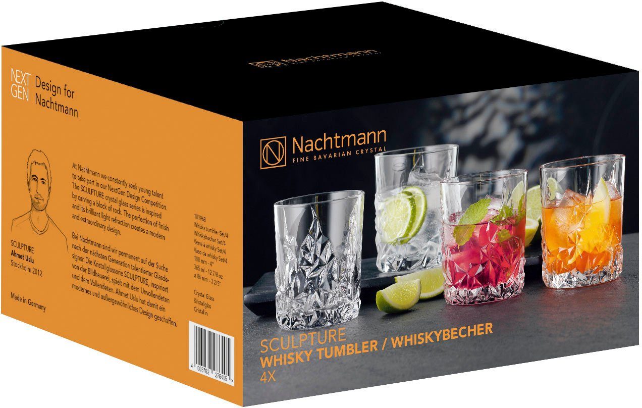 Nachtmann Whiskyglas Sculpture, 4-tlg., Kristallglas, Made in Germany, 340 ml, 4-teilig