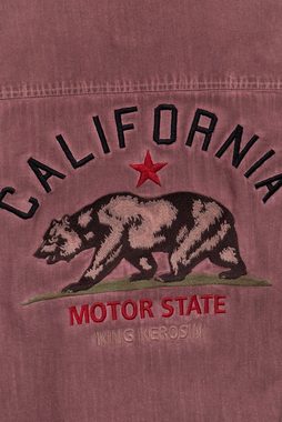 KingKerosin Langarmhemd California Bear mit Stickereien und Oilwash-Effekt