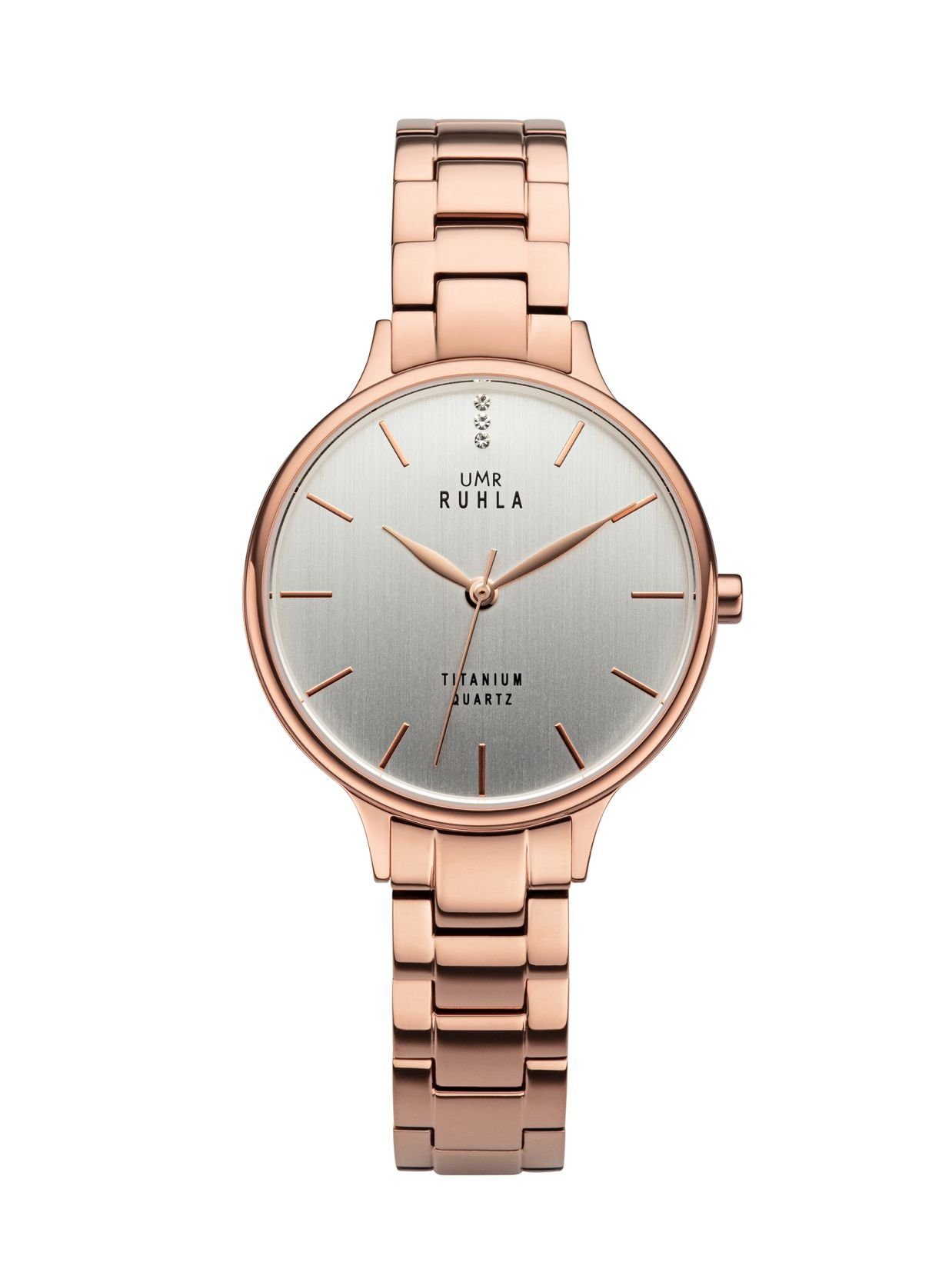 UMR Ruhla Quarzuhr Uhren Manufaktur Ruhla - Armbanduhr Style Titan rosé