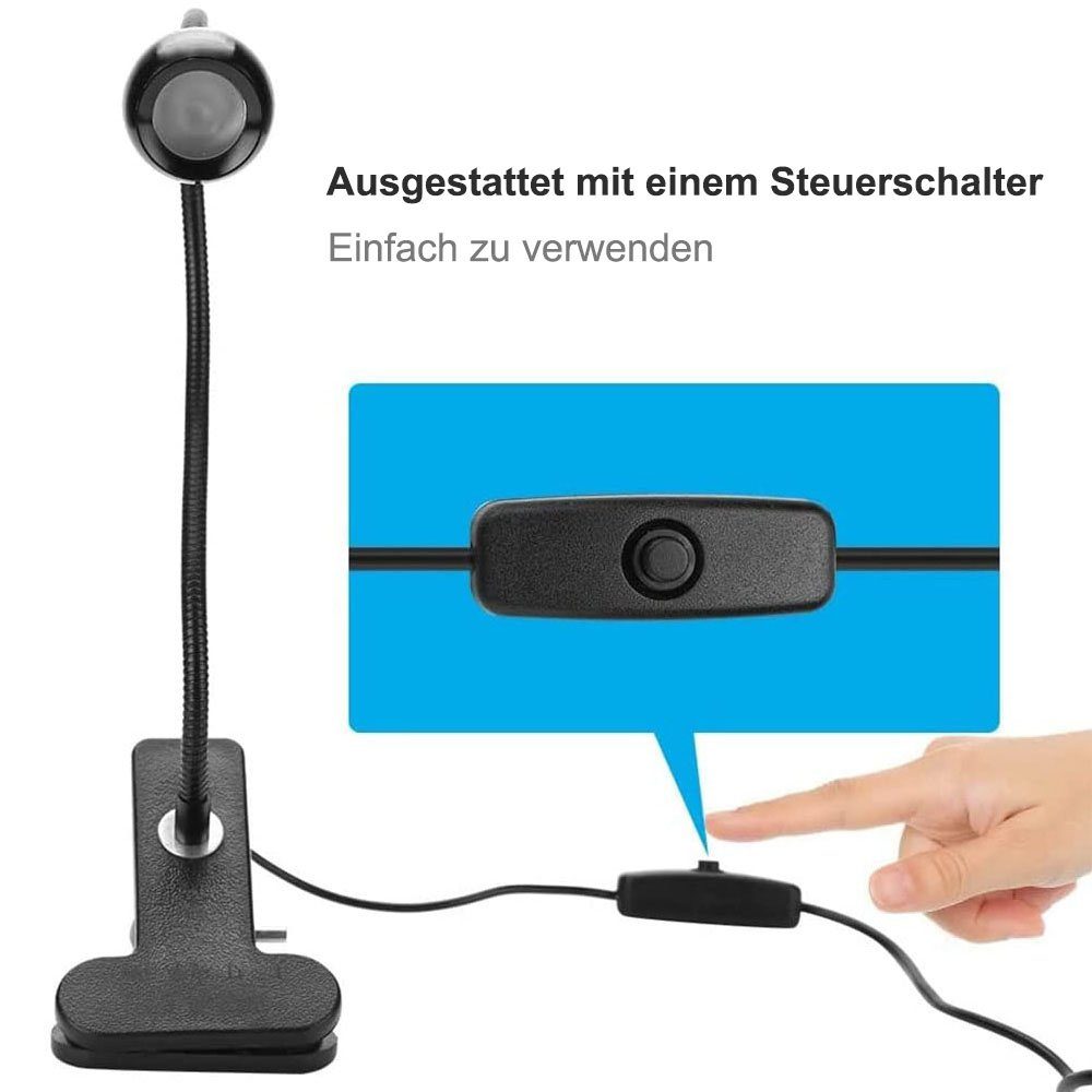 Rosnek LED Klemmtischleuchte LED-Leselicht, Clip-on Schreibtischlampe, USB, Augenschutz, Warmweißes Licht, Warmes Weiß, Weiße, 360° flexibel Schwanenhals – Bild 4 von 5