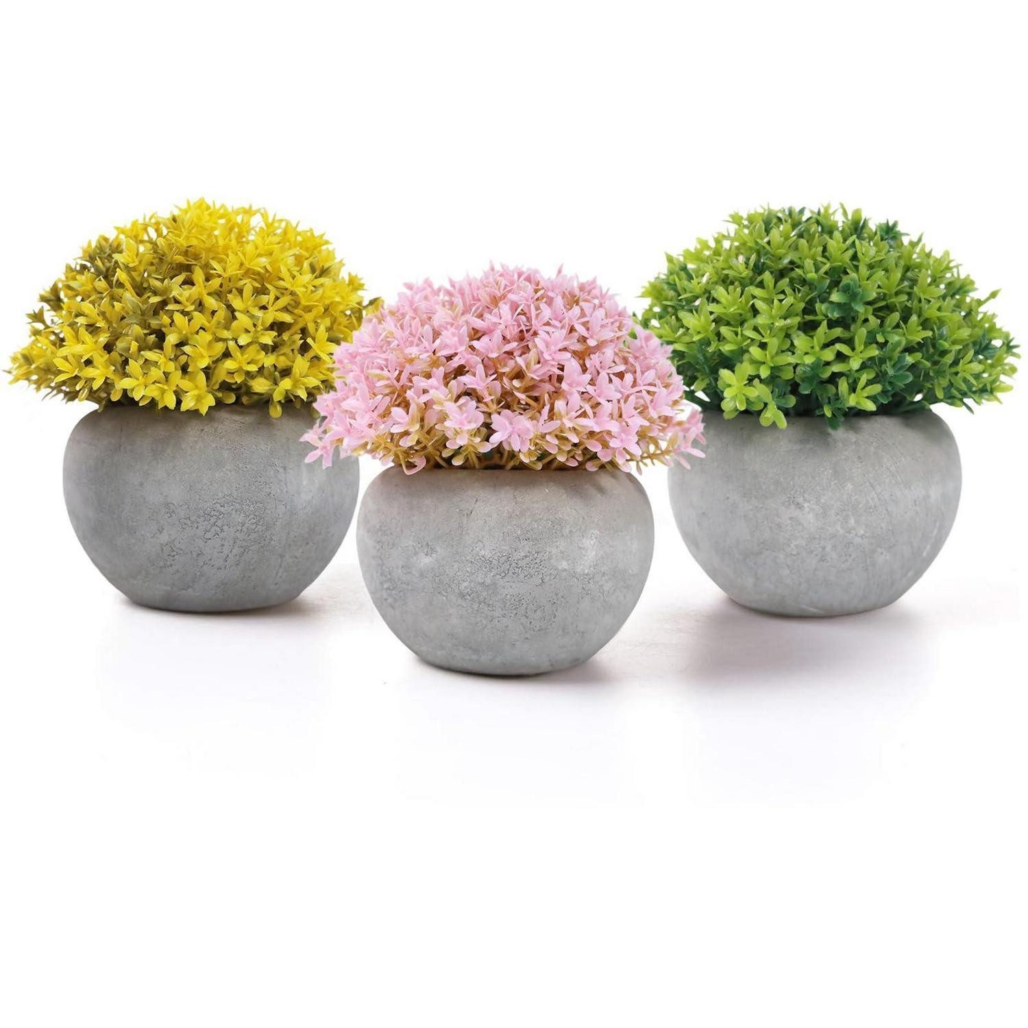 Kunstblume Künstliche Pflanzen 3er Set Bunt im Topf, LuxusKollektion, Höhe 13 cm