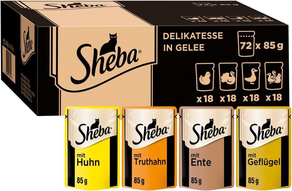 Sheba SHEBA® Portionsbeutel Geflügel Auswahl 72 x 85g, Nassfutter für: Katze