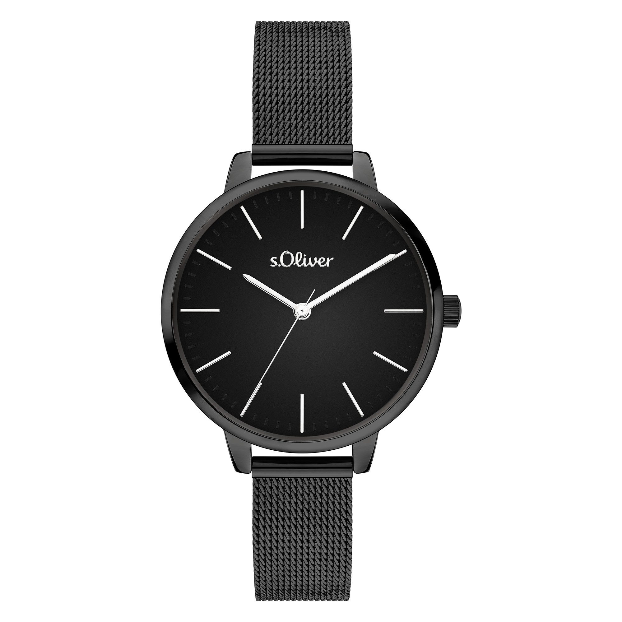 s.Oliver Quarzuhr zeitlos mit Meshband Edelstahl
