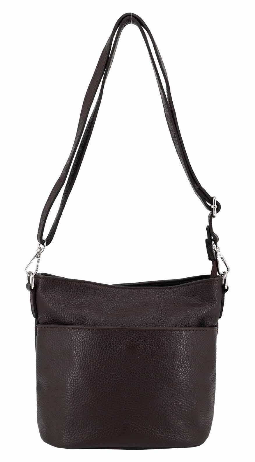 ITALYSHOP24 Schultertasche Made in Italy DAMEN LEDER TASCHE Crossbody Umhängetasche Mini Hobo Bag, Ledertasche Damentasche City Bag CrossOver Freizeit CrossBag Shopper