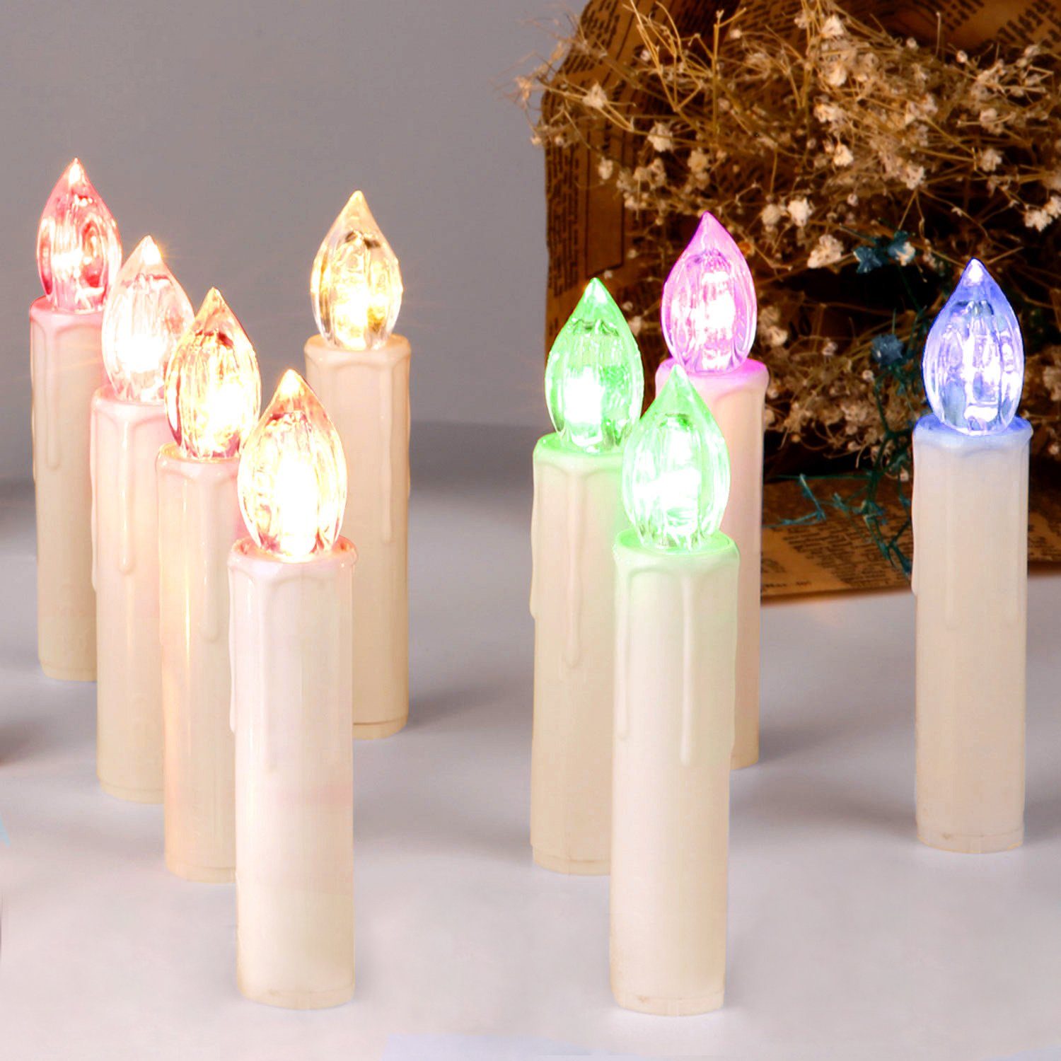 CCLIFE LED-Kerze LED Weihnachtskerzen Kabellos RGB Свечи