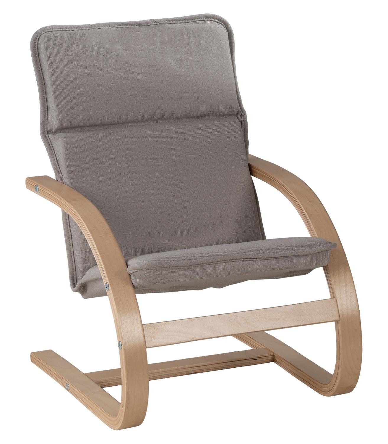 Home4You Kindersessel, Braun, Taupe, Webstoffbezug, Birkenschichtholz, B 44 x H 60 x T 48 cm