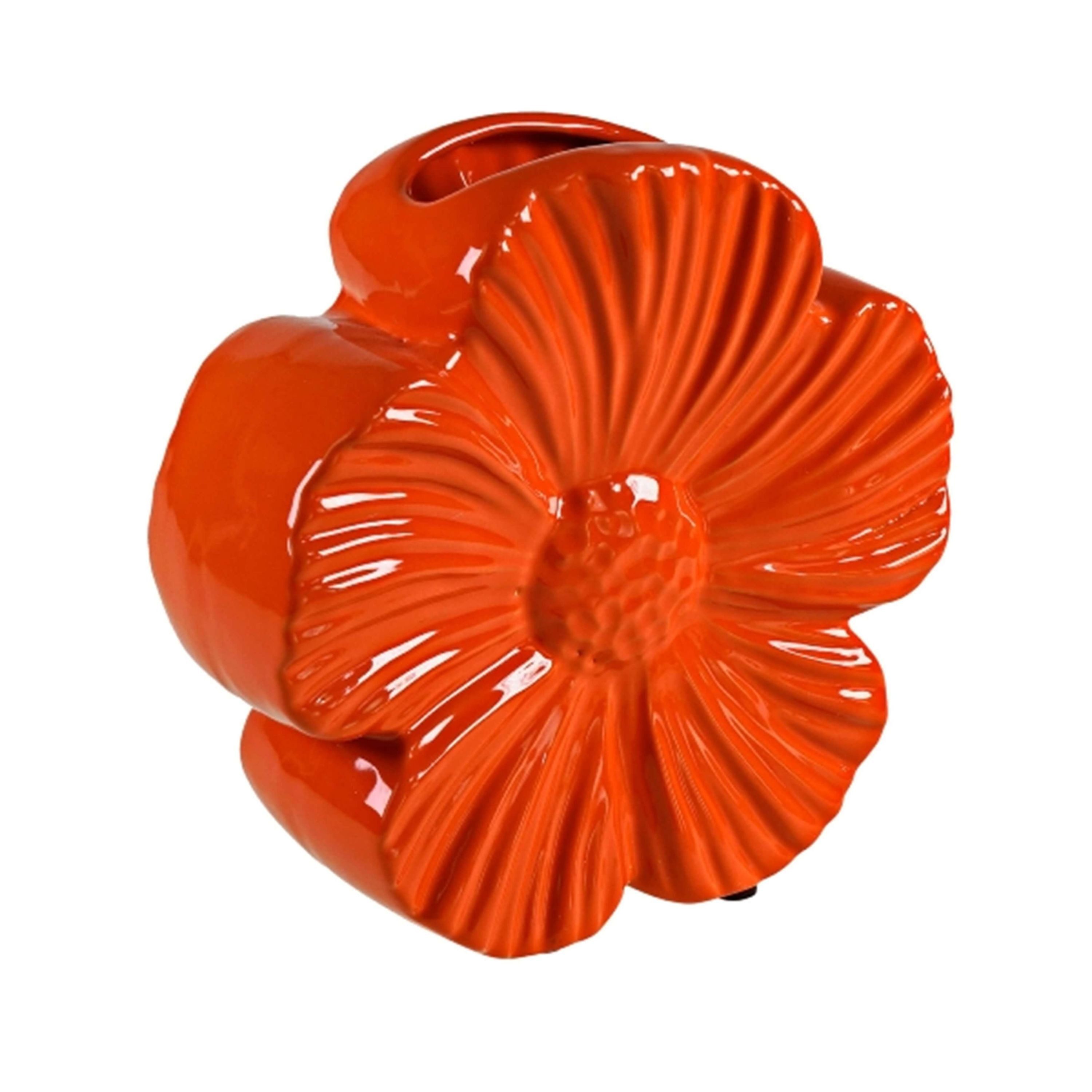 degawo Kugelvase Vase "Fiore" orange Steingut 24,5 cm modern Indoor Outdoor Deko stil (1x Vase)