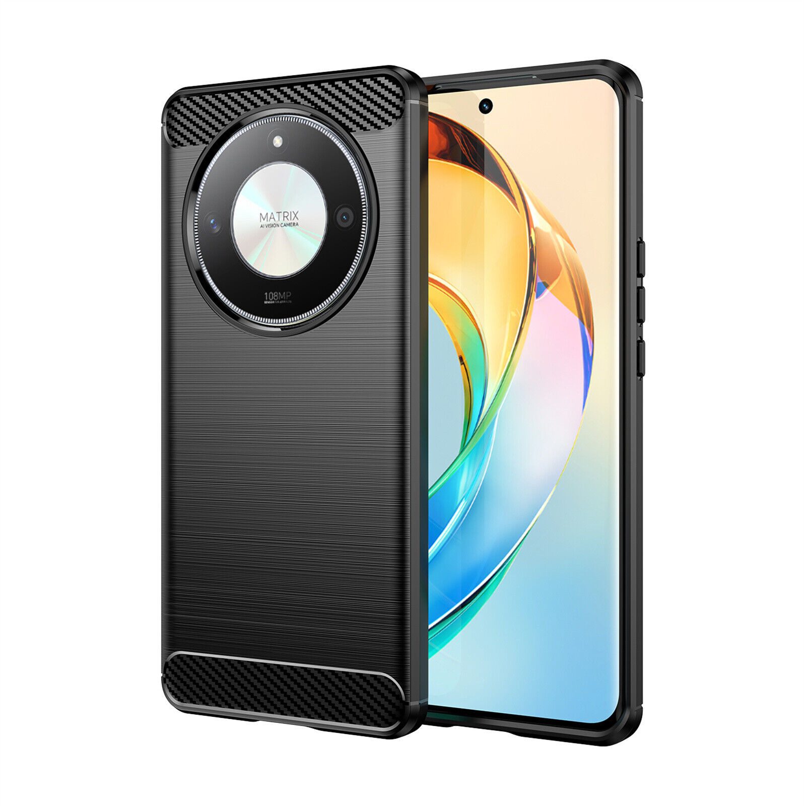 betterfon Handyhülle Carbon Hülle für Honor Magic 6 Lite 5G Backcover TPU Silikon Schwarz, Carbon-Look – stoßfestes Case mit Air-Cushion & Metall-Optik