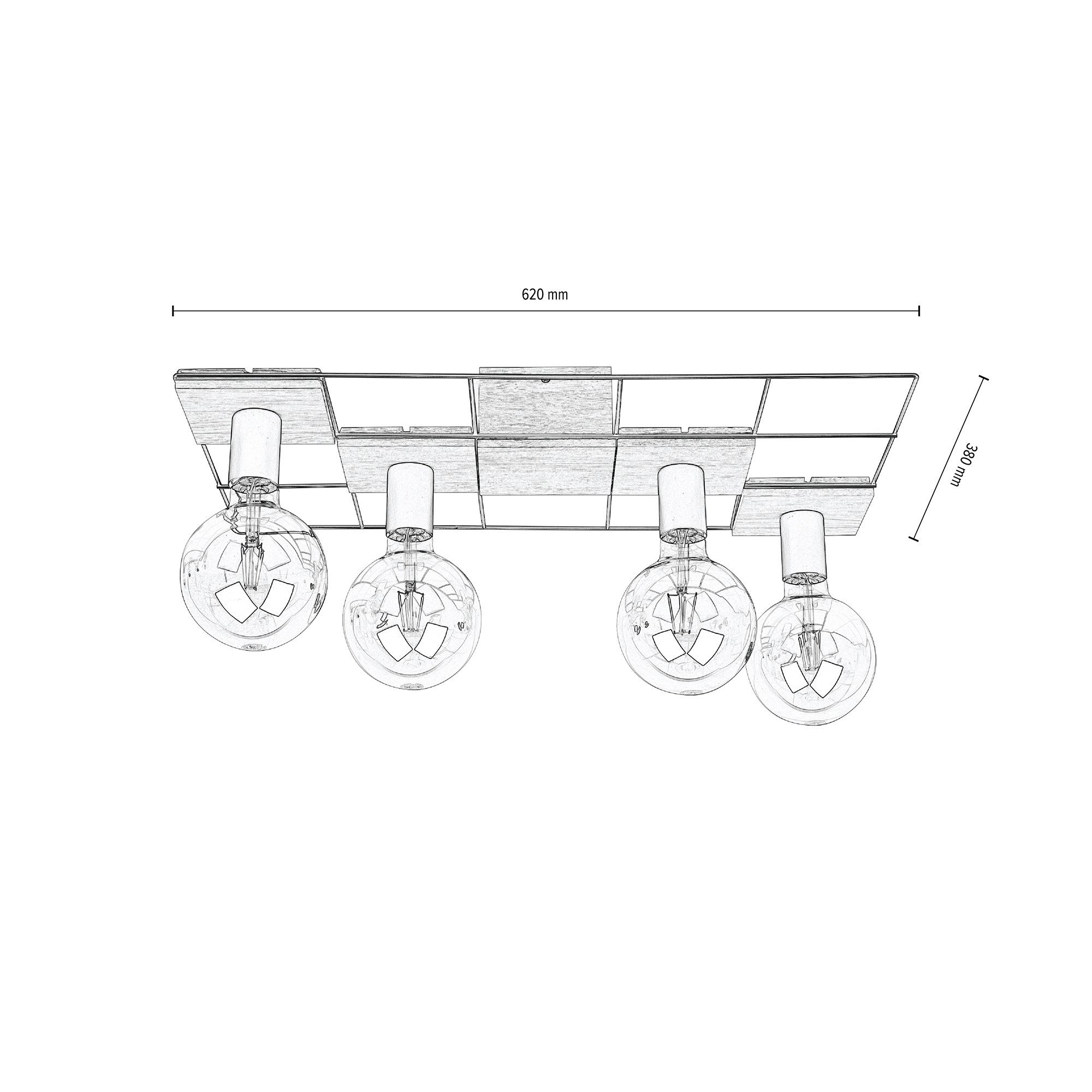 Design, Deckenleuchte aus SPOT ohne Light und Nachhaltig Metall, Modernes Eichenholz Leuchtmittel, CHESTER,