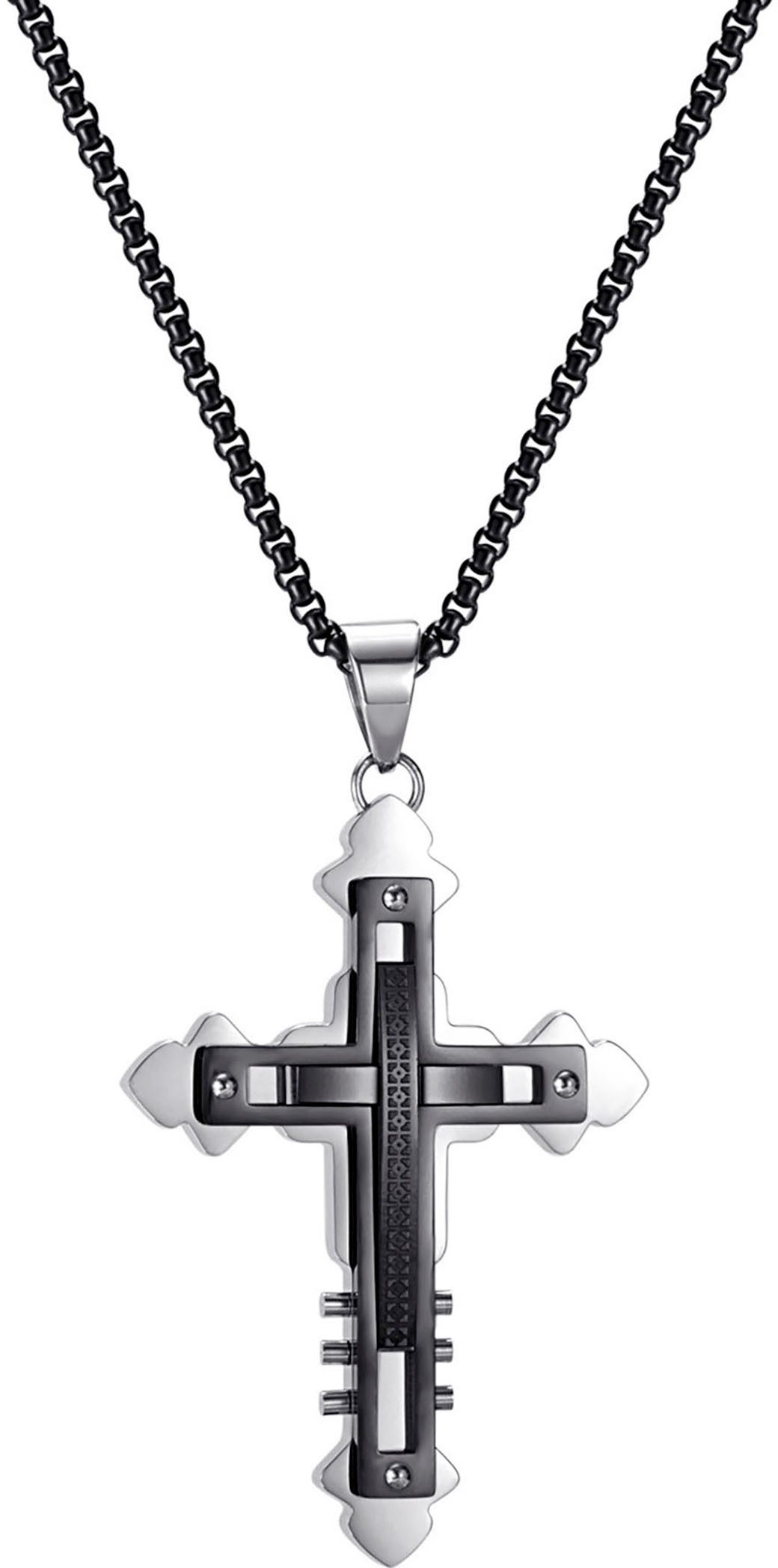 Kette mit Anhänger Schmuck Geschenk Edelstahl Halsschmuck Halskette Venezianerkette Kreuz