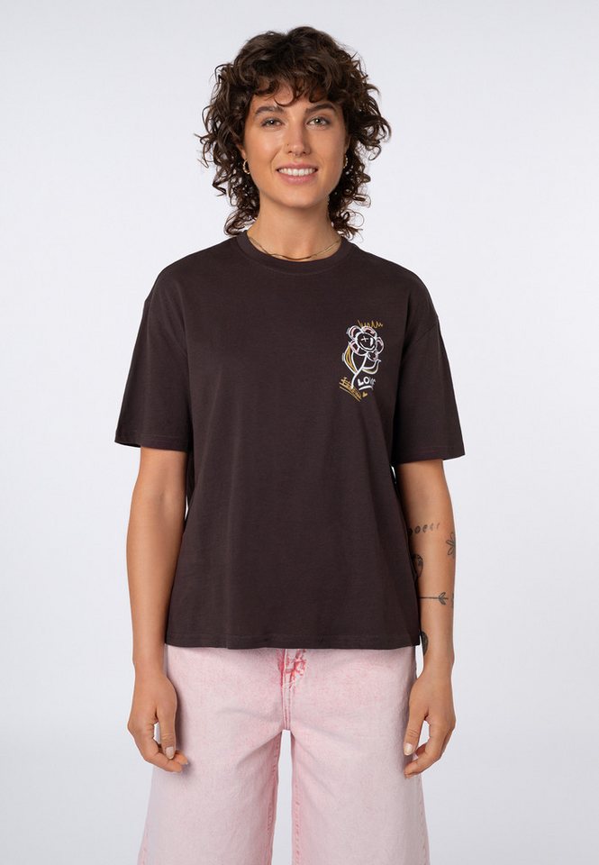 SUBLEVEL T-Shirt Damen Oversize T-Shirt mit Rückenprint Baumwollshirt, Print auf Vorder- und Rückseite