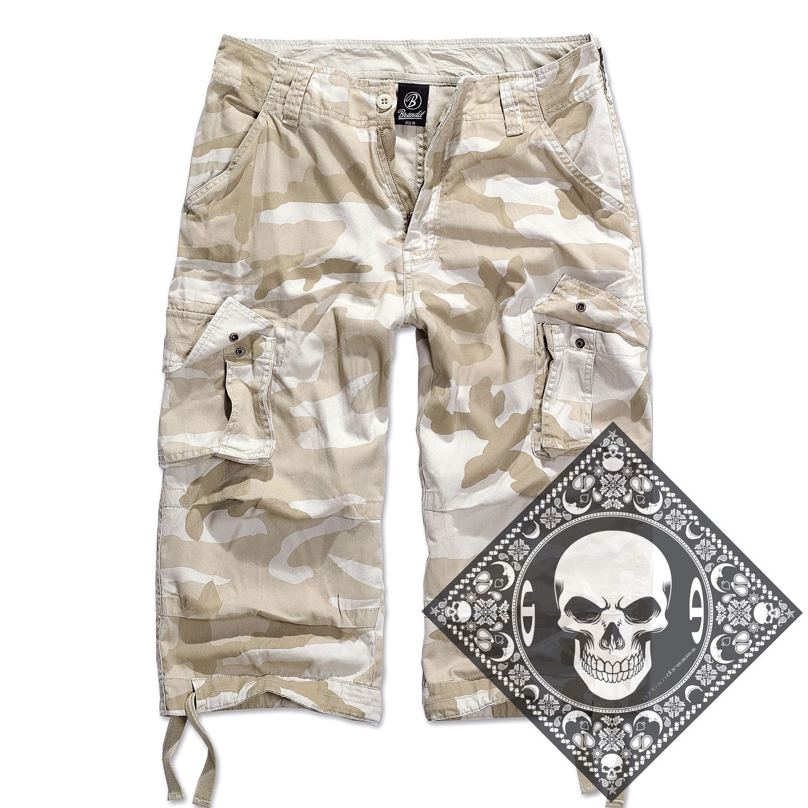 Cargoshorts Cargo Shorts kurze Hose Legend 3/4 lang Army mit UD Bandana