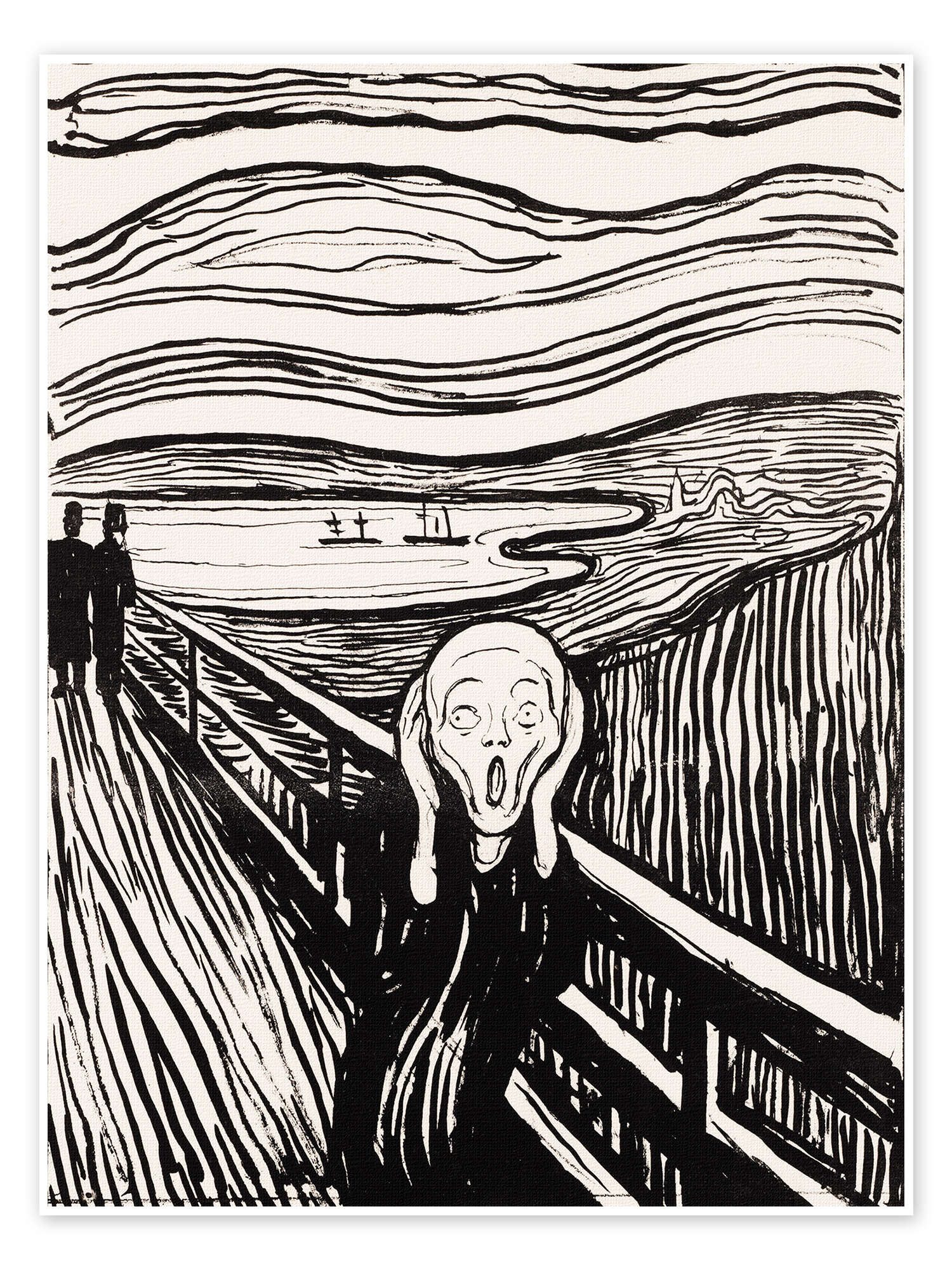 Posterlounge Wandbild Der Schrei s/w, Edvard Munch, erhältlich als Poster, Leinwandbild, Wandsticker oder Acrylglasbild