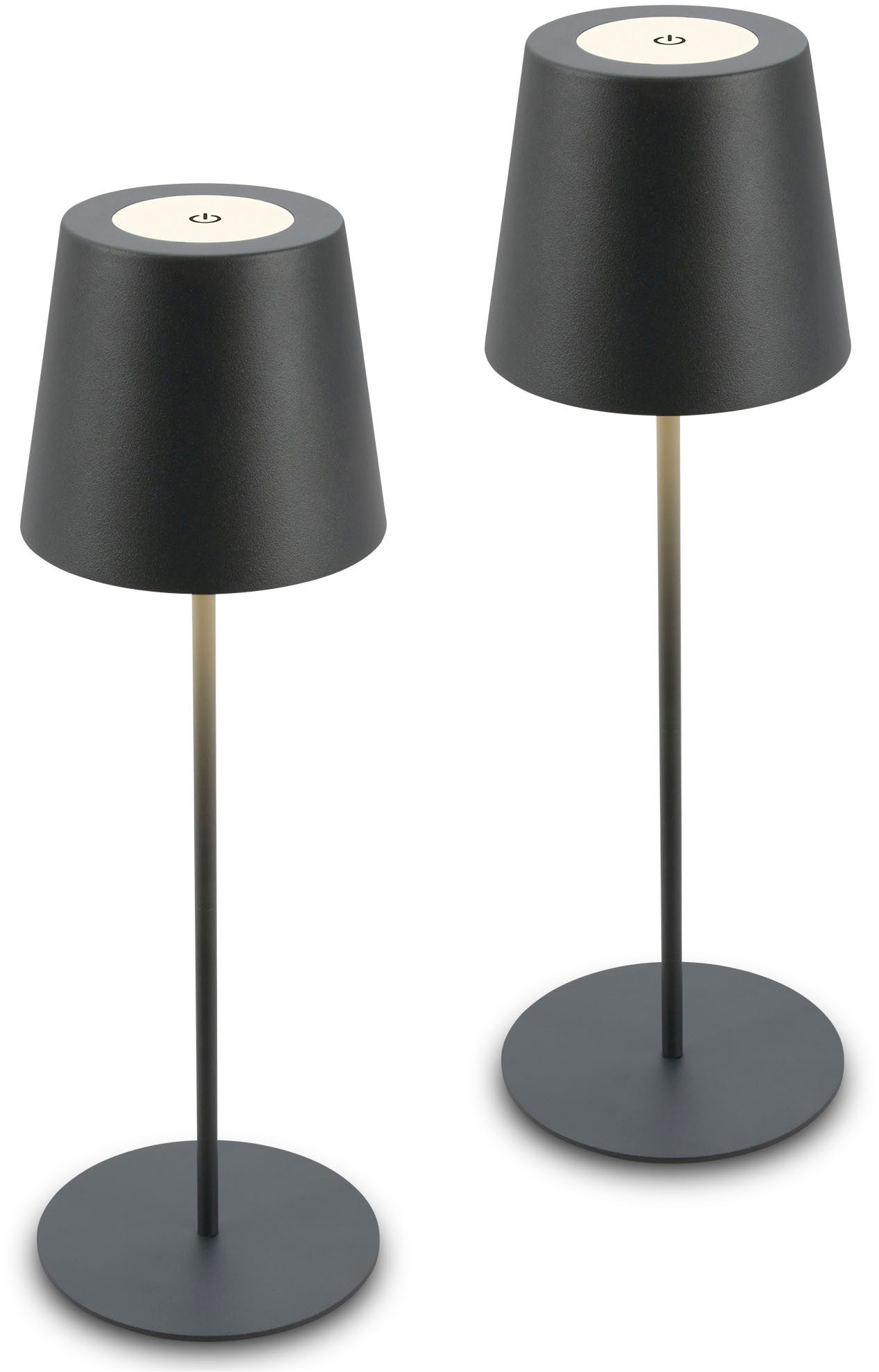 Briloner Leuchten Tischleuchte 2er Set LED Tischlampe kabellos, anthrazit, günstig online kaufen