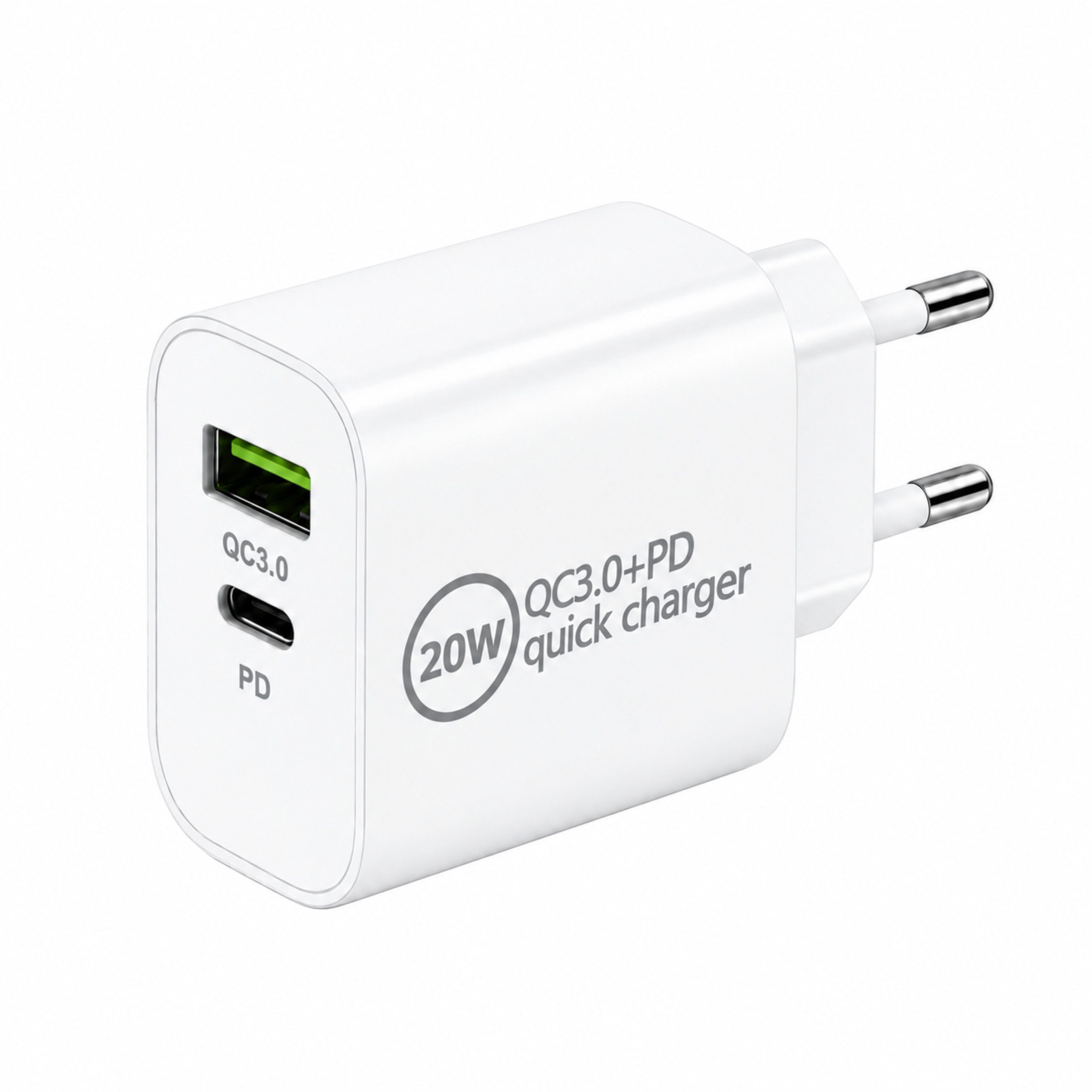PlugUp 20W USB-C Schnellladegerät Dual-Port USB-A & USB-C für Handy & Tablet Smartphone-Ladegerät (2220 mA, Universelles Ladegerät für Smartphone, Tablet & USB-C Geräte)