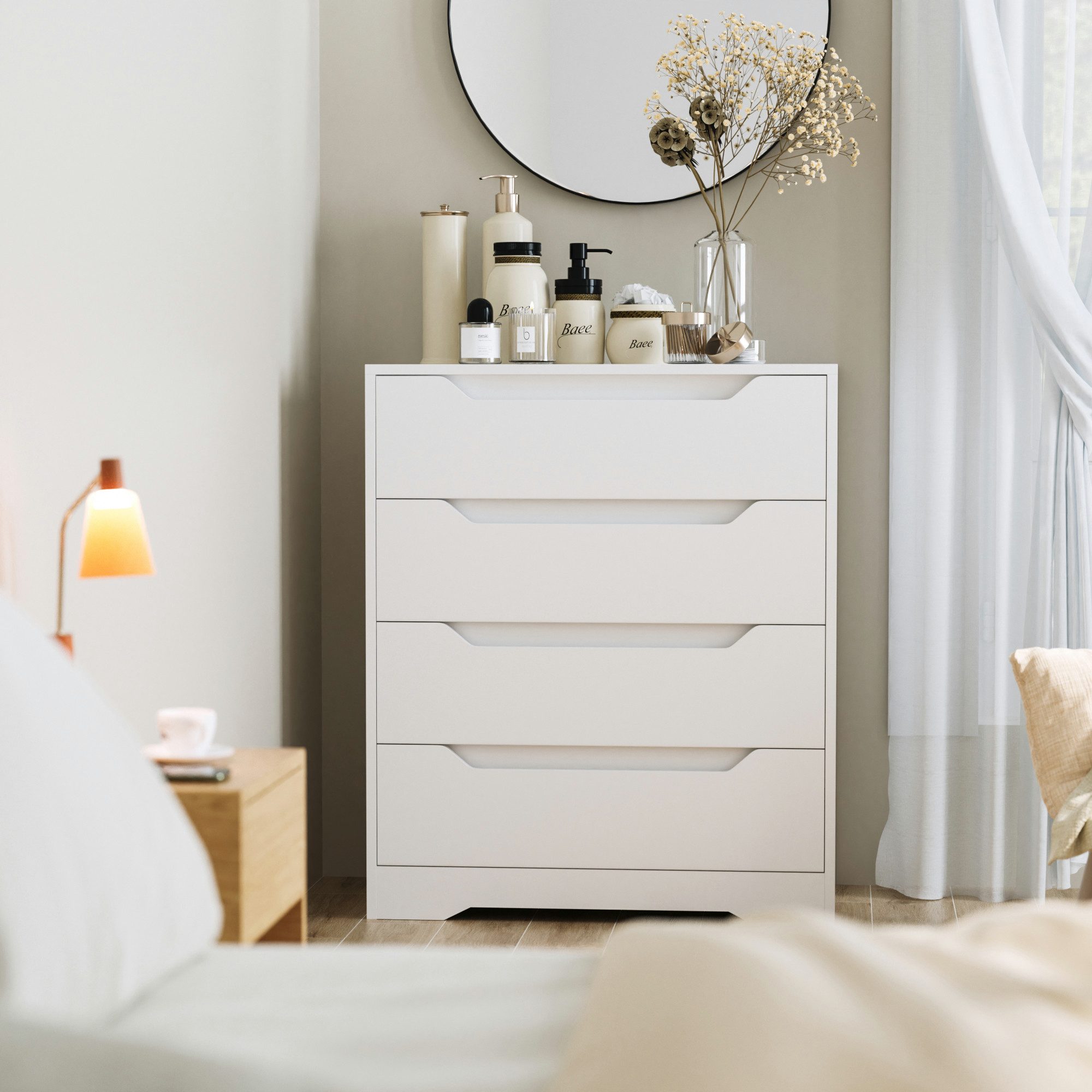 HOMECHO Kommode, Kommode mit 4 Schubladen aus Holz