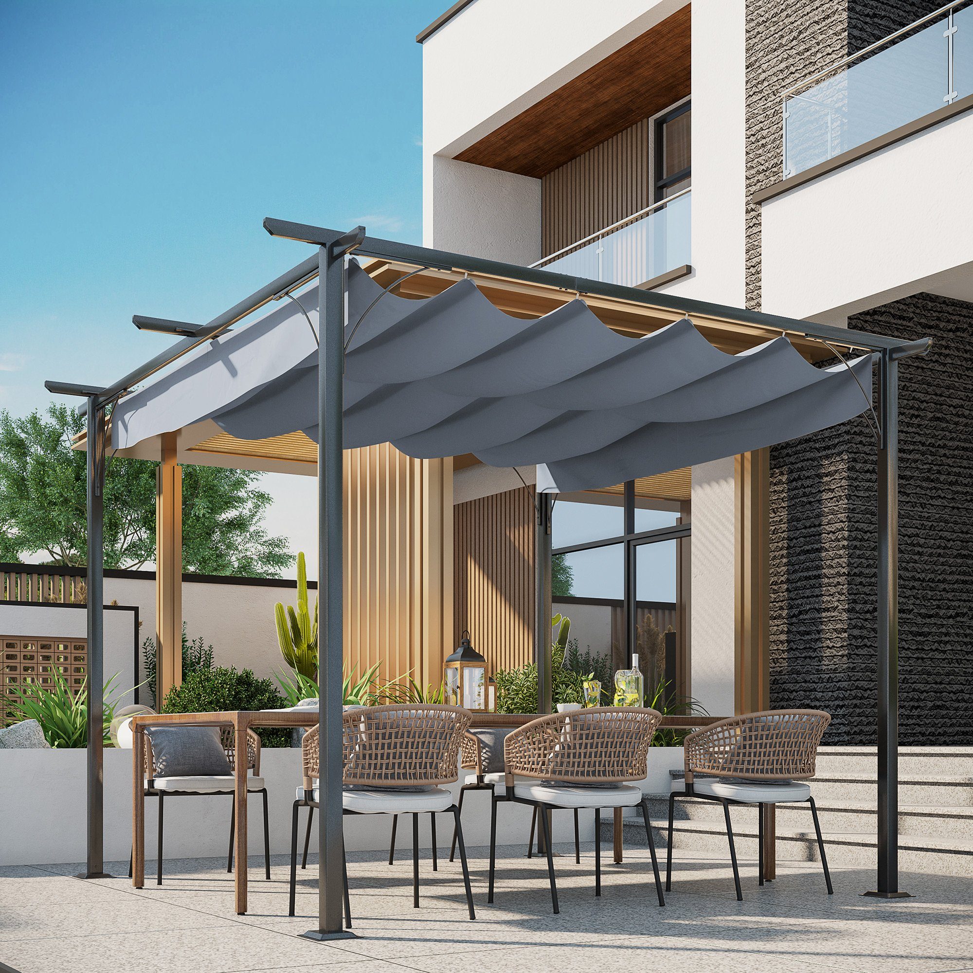 Outsunny Pergola Wasserdicht, BxTxH: 300x300x230 cm, günstig online kaufen