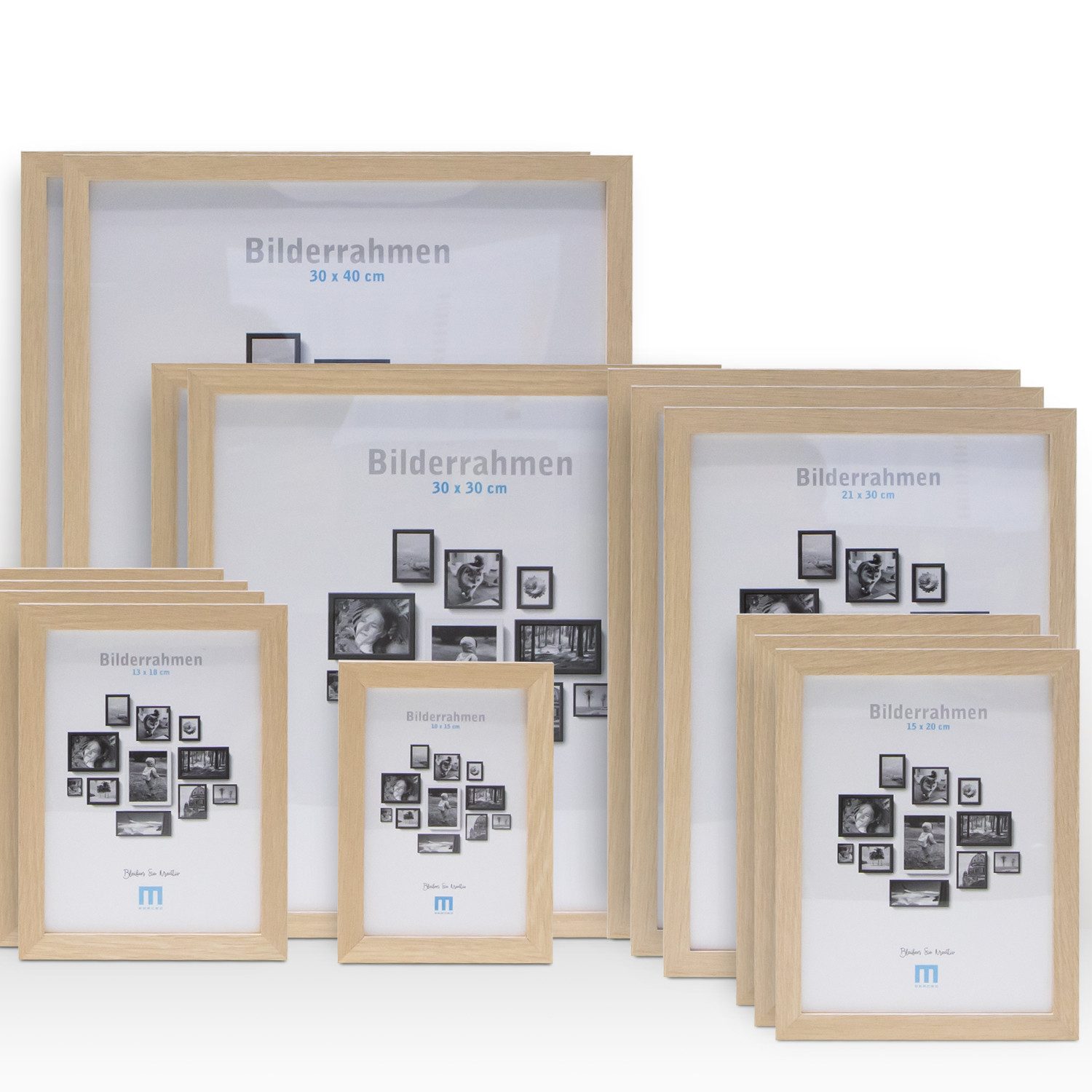 M MERCEO Bilderrahmen, 14-tlg. Bilderrahmen-Set Natur (10x15cm bis 30x40cm) günstig online kaufen