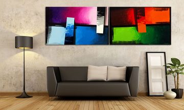 WandbilderXXL XXL-Wandbild Overlay 240 x 75 cm, Abstraktes Gemälde, handgemaltes Unikat