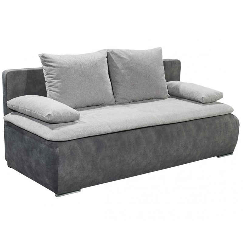 Black Red White Schlafsofa Schlafsofa Klappsofa Jugendsofa Couch inkl. Kissen ca. 208 cm breit JESSY Grau