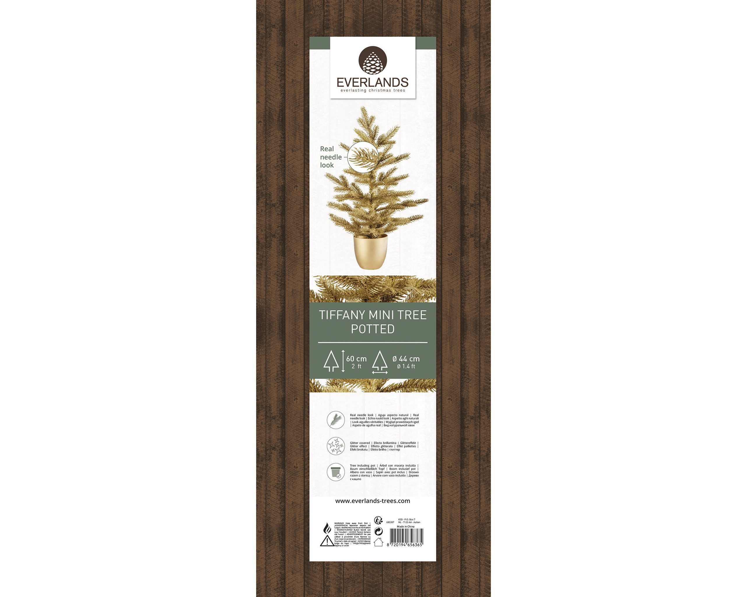 Kaemingk Künstlicher Weihnachtsbaum, Tannenbaum künstlich 44x60cm im Topf Gold