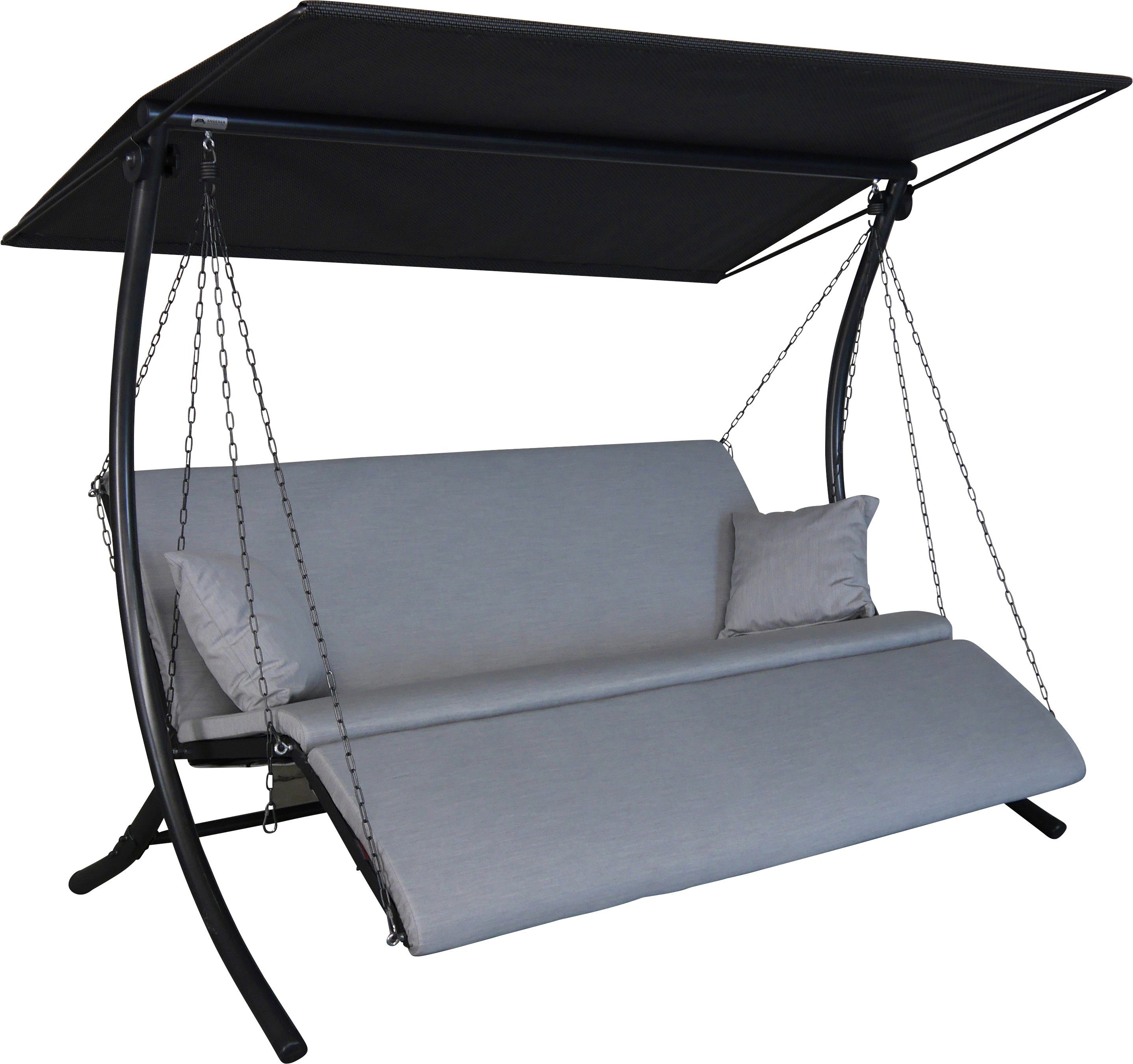 Freizeitmöbel Swing 3-Sitzer, Bettfunktion, granit, Hollywoodschaukel wetterfest Angerer Zip