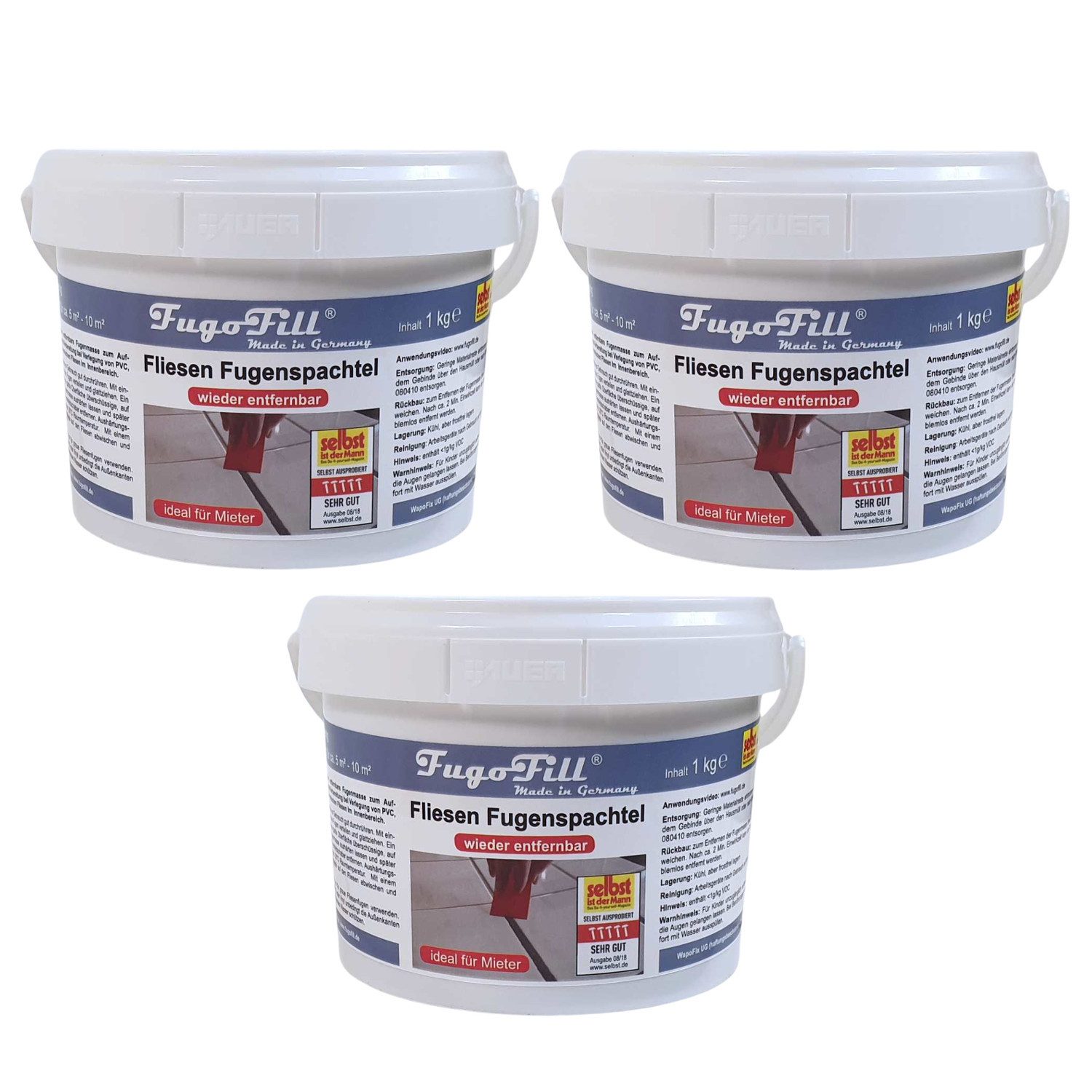 FugoFill Fugenmörtel, 1 kg, Entfernbare Fugenmasse für Fliesen 1kg