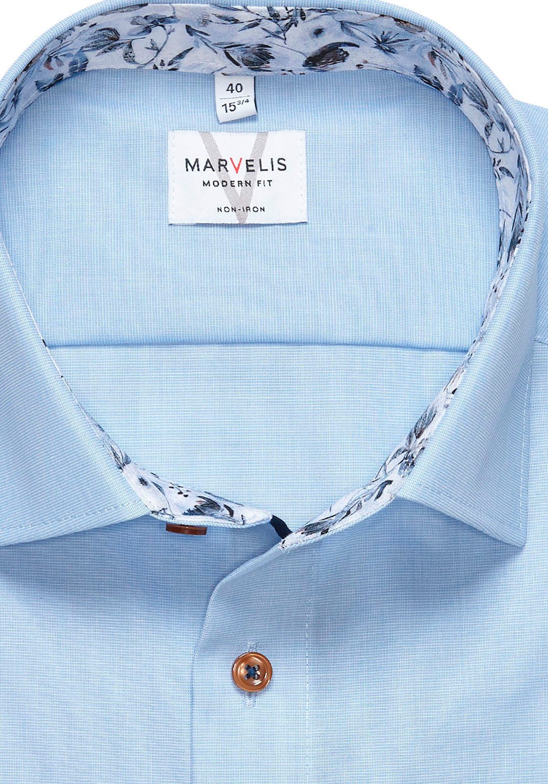 MARVELIS Langarmhemd mit New-Kentkragen, modern fit, bügelfrei