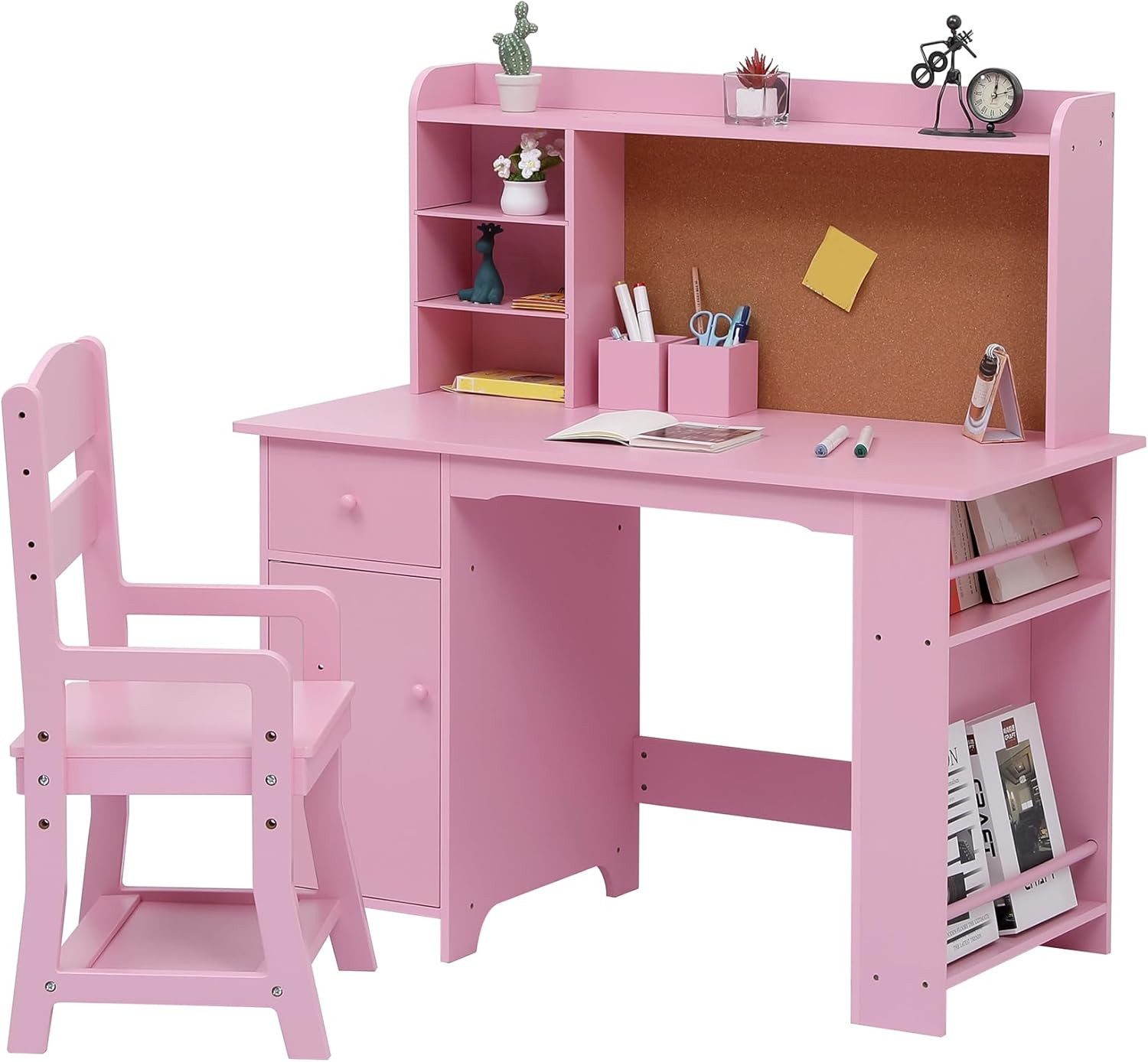 GarveeMore Kinderschreibtisch aus Holz mit Bücherregal,Schreibtisch- und St günstig online kaufen